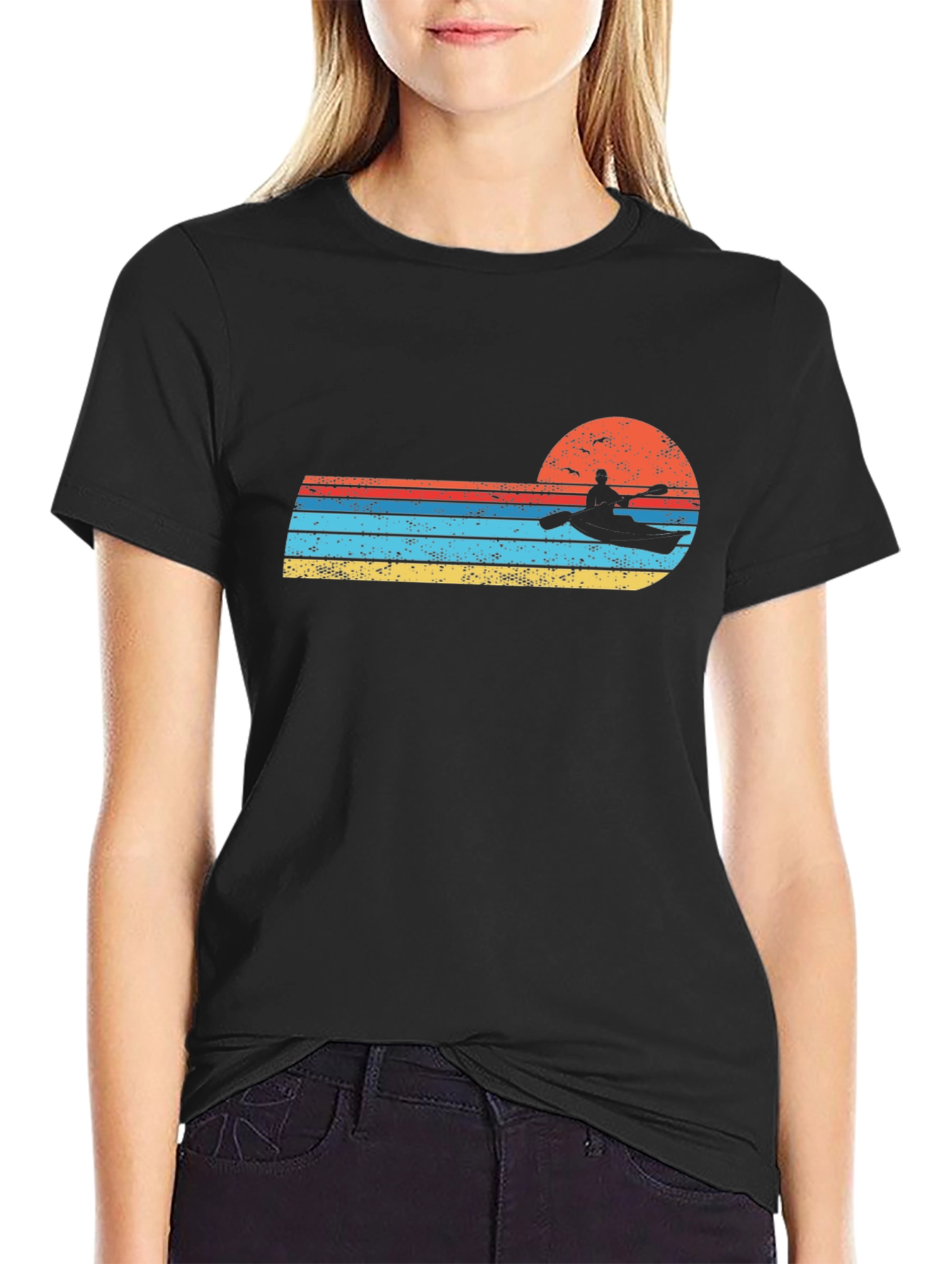Retro Kayak Sunset Graphic Tee
