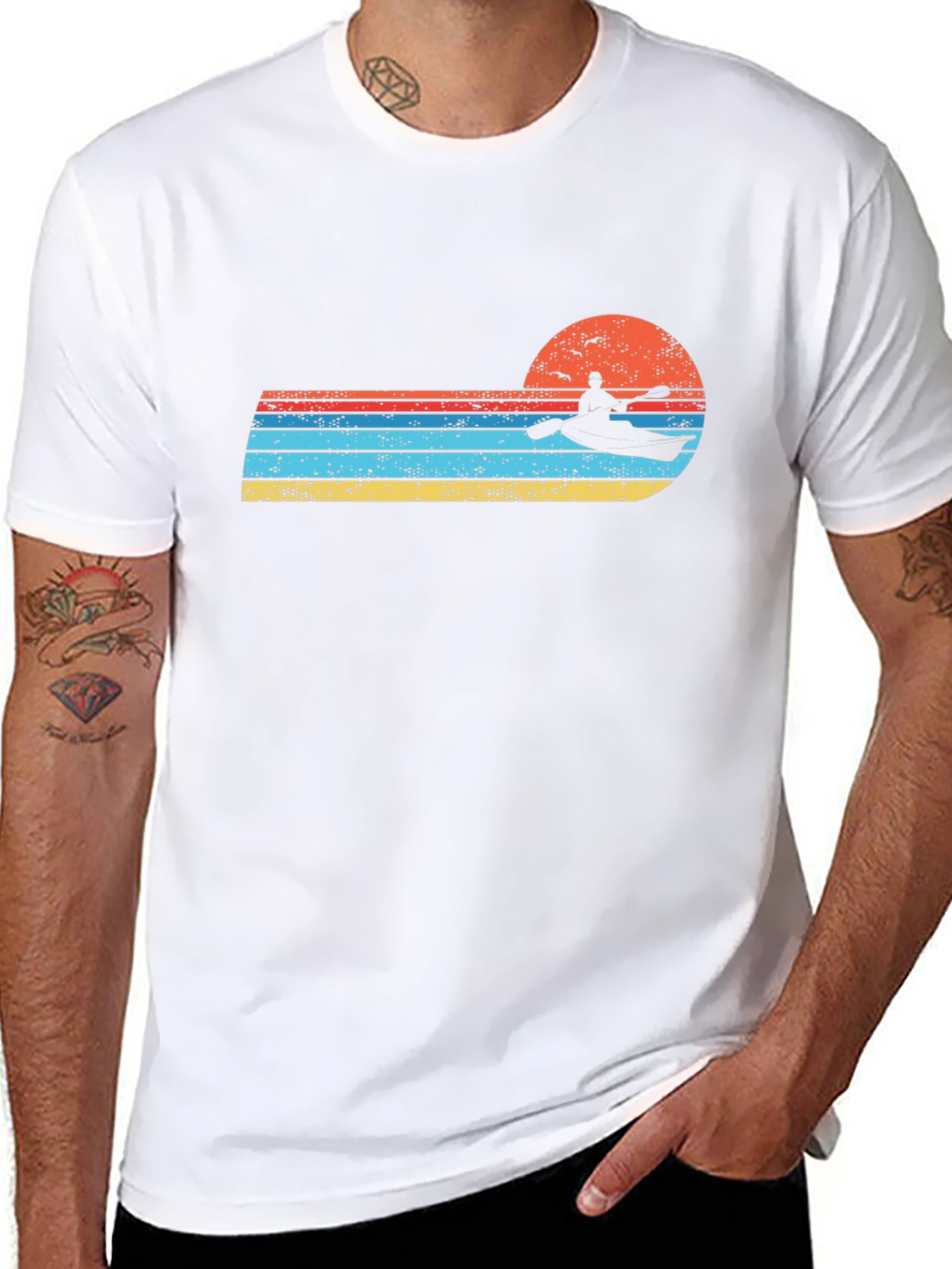 Retro Kayak Sunset Graphic Tee