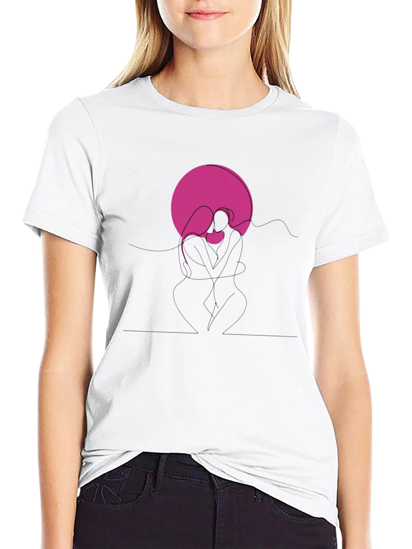 Abstract Couple Graphic Tee - Black