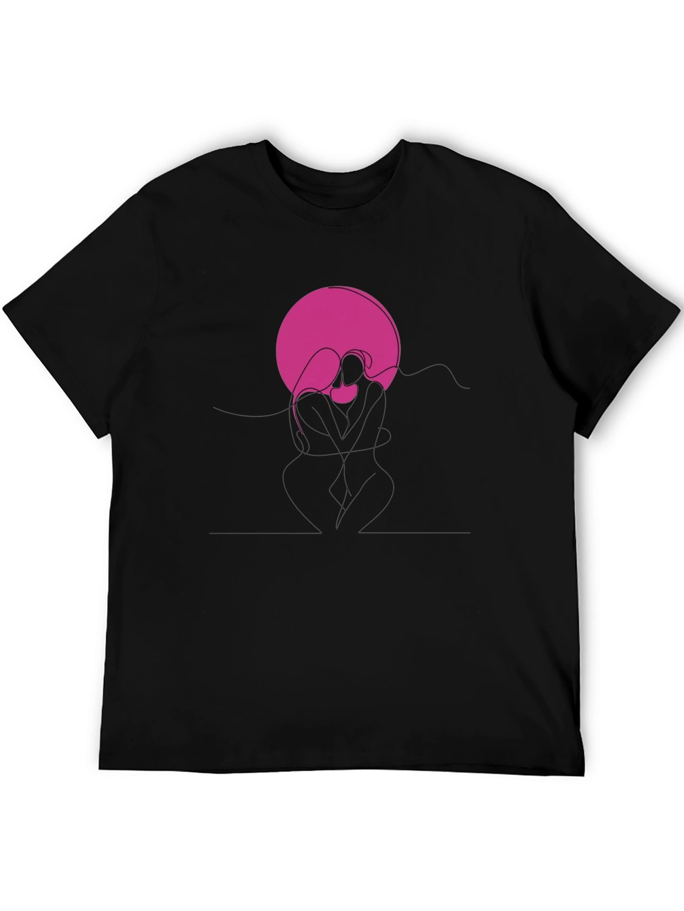 Abstract Couple Graphic Tee - Black