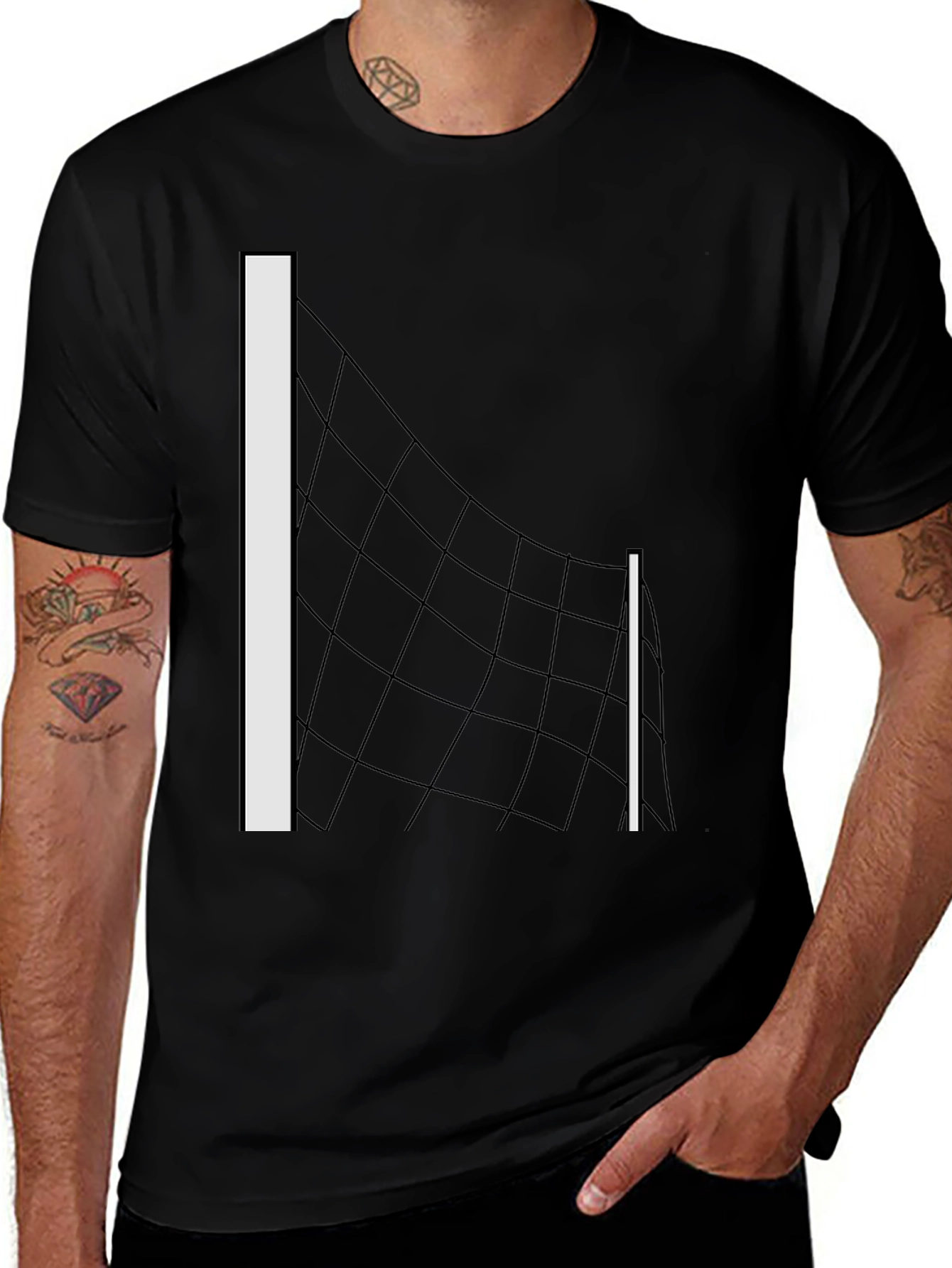 Volleyball Net Graphic Tee - Black T-Shirt