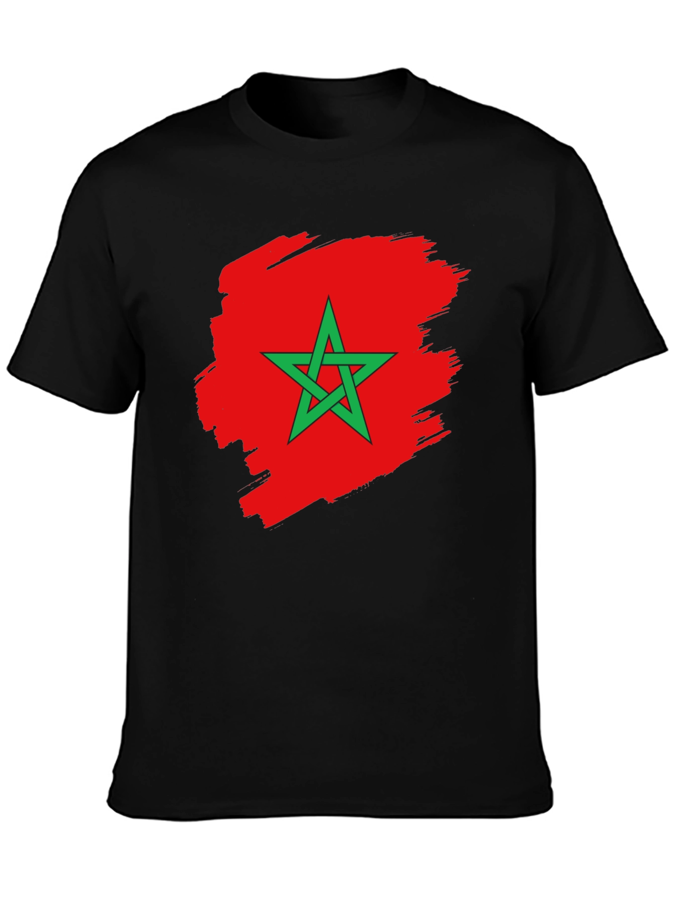 Morocco Flag T-Shirt - Black Cotton Tee
