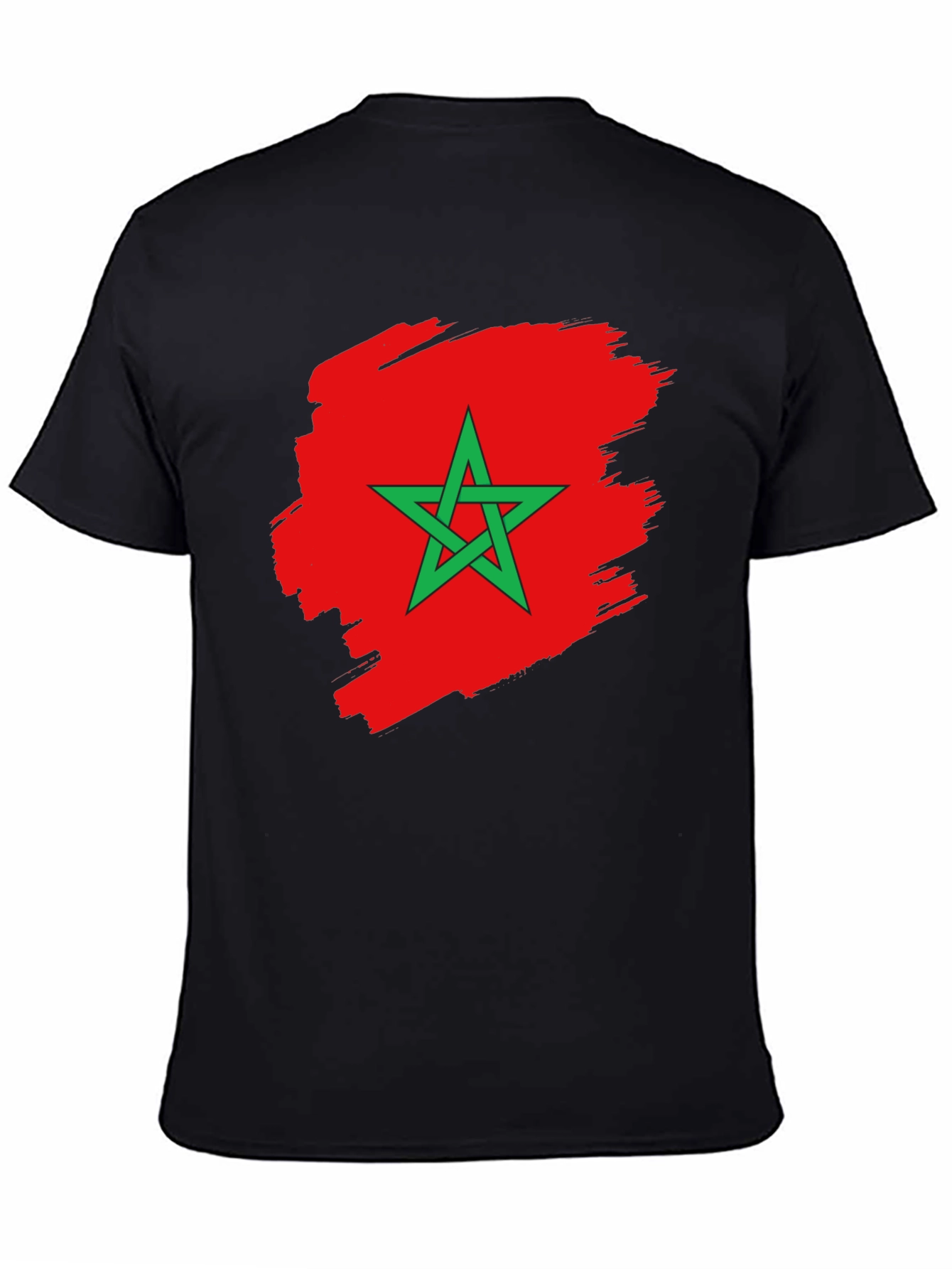 Morocco Flag T-Shirt - Black Cotton Tee