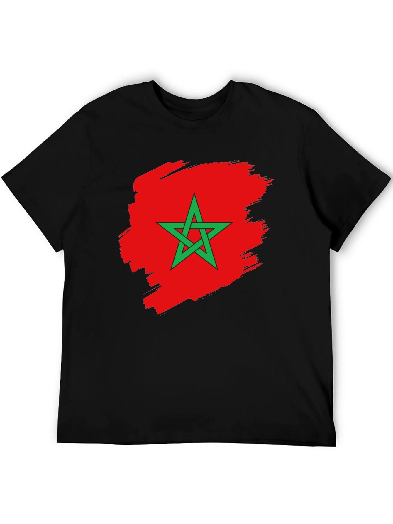 Morocco Flag T-Shirt - Black Cotton Tee