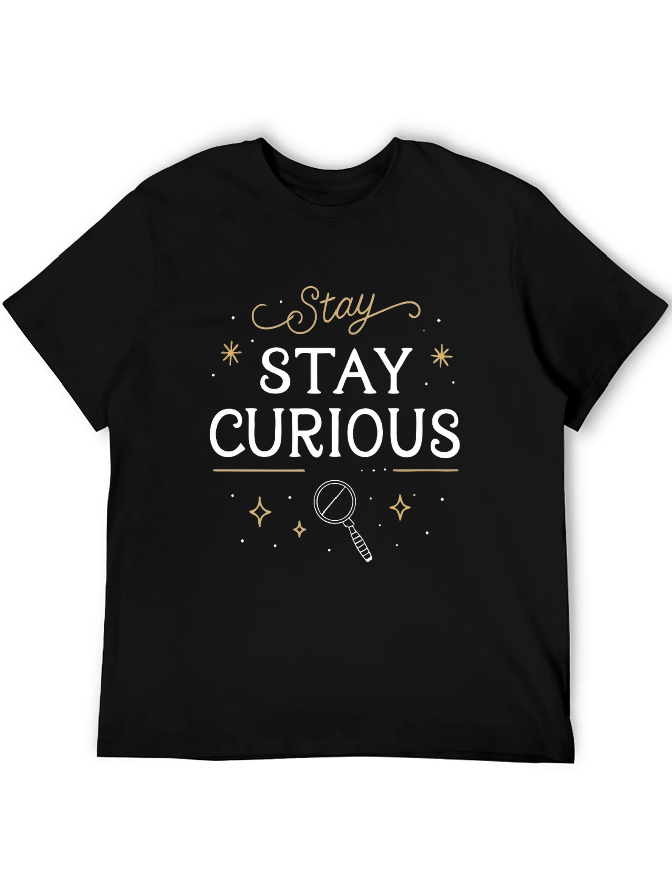 Stay Curious Black Graphic T-Shirt