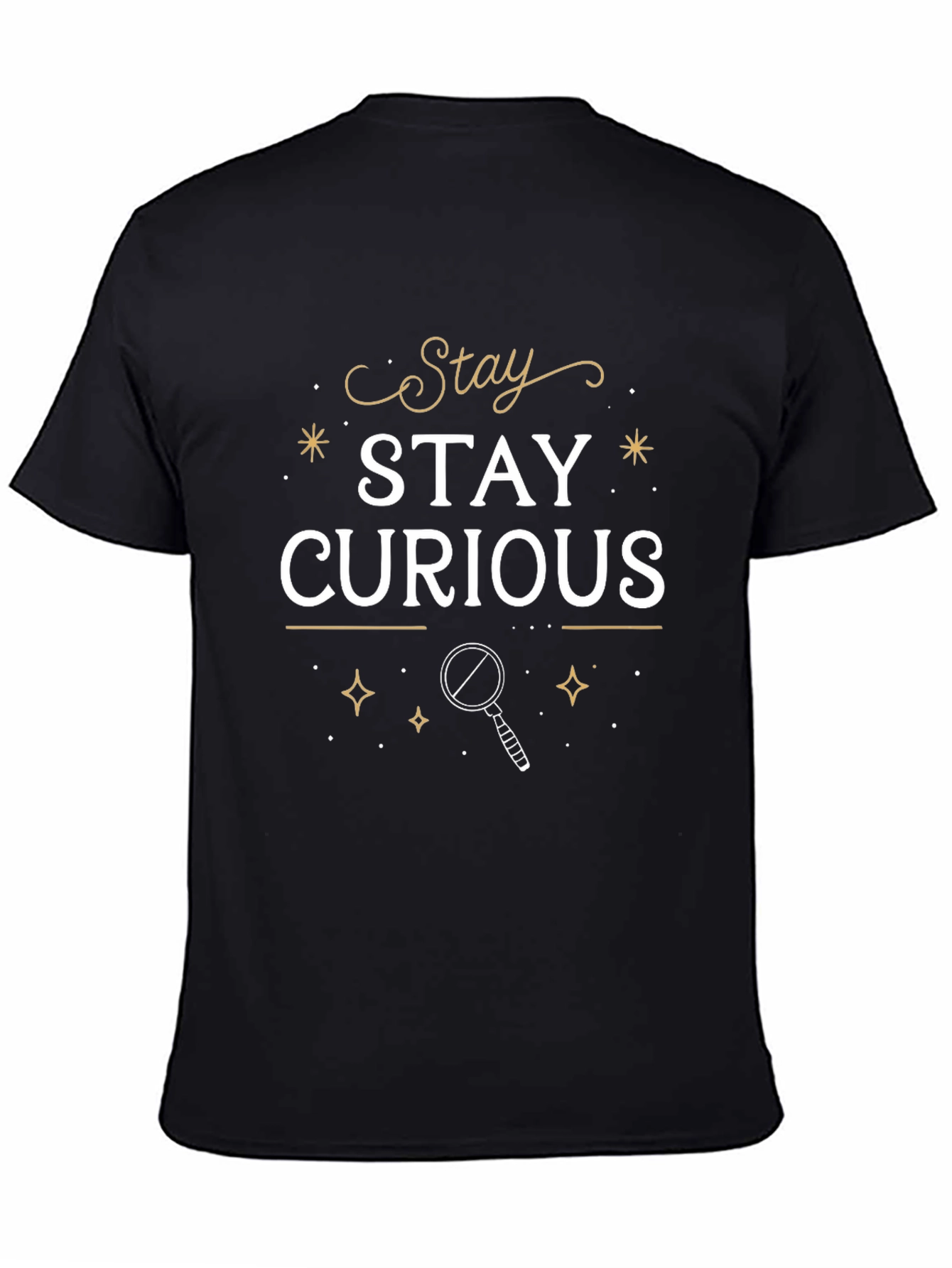 Stay Curious Black Graphic T-Shirt