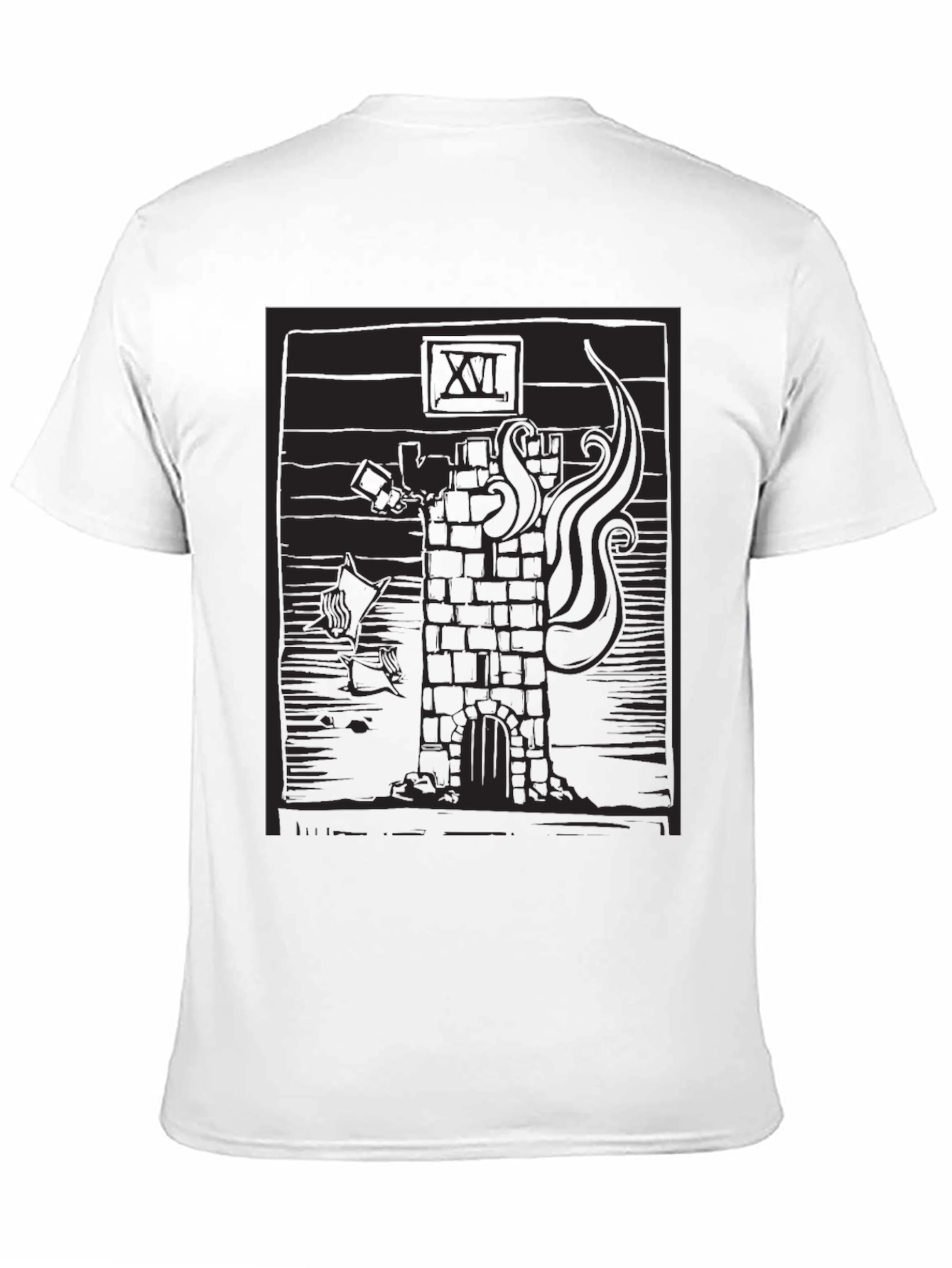 Tower Tarot Card Graphic T-Shirt - Black