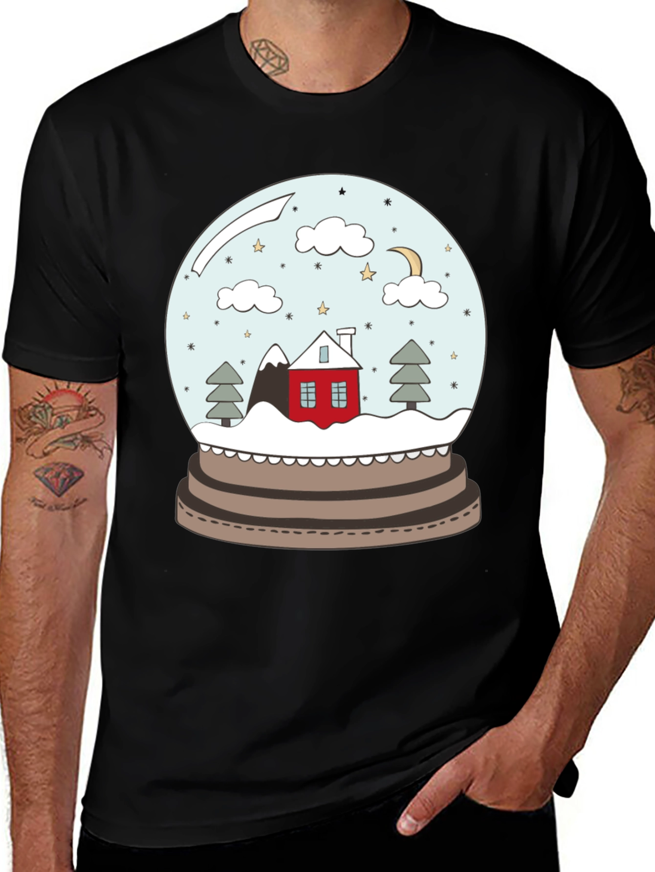 Snow Globe Graphic Tee - Festive Winter Design