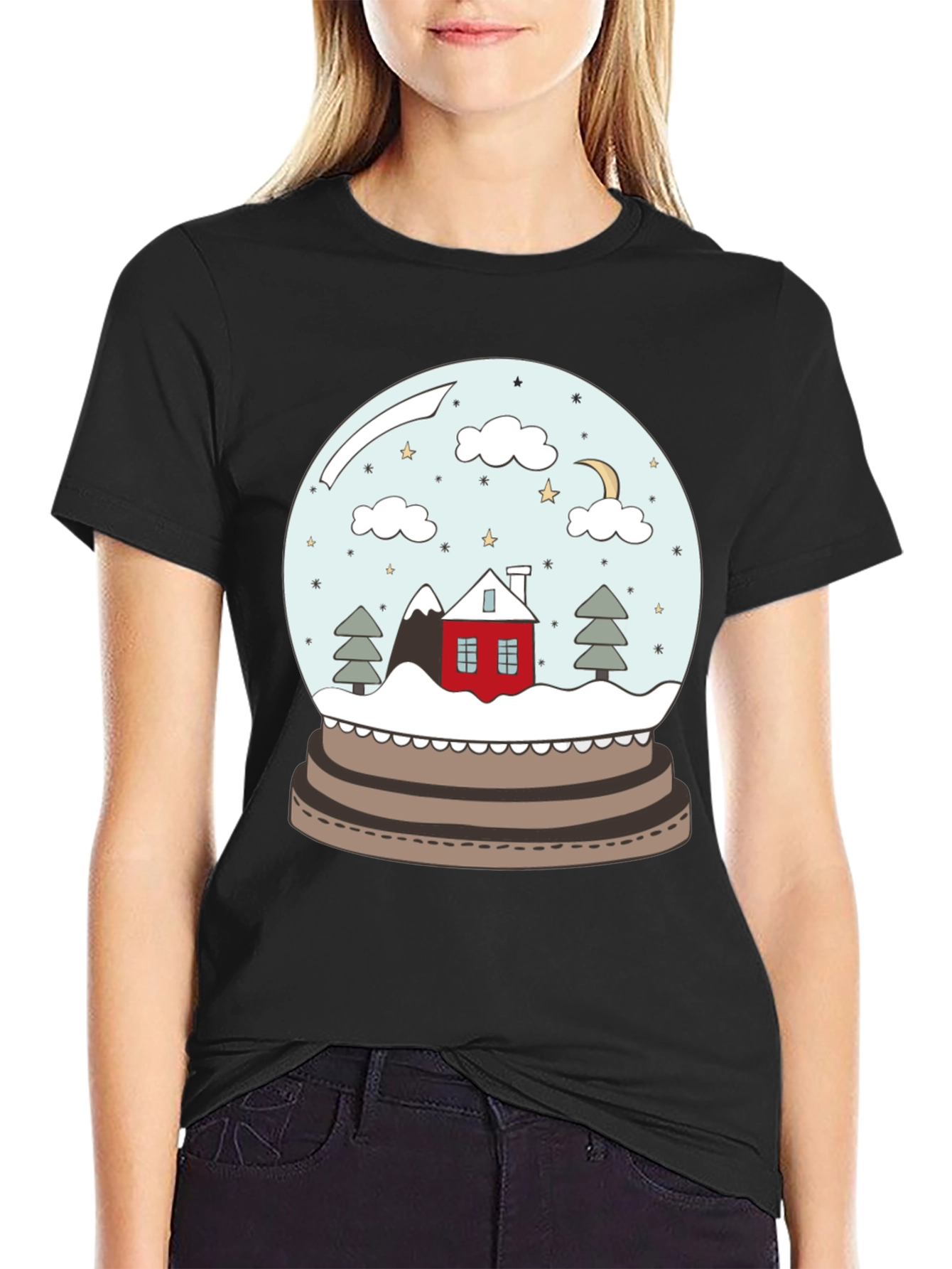 Snow Globe Graphic Tee - Festive Winter Design