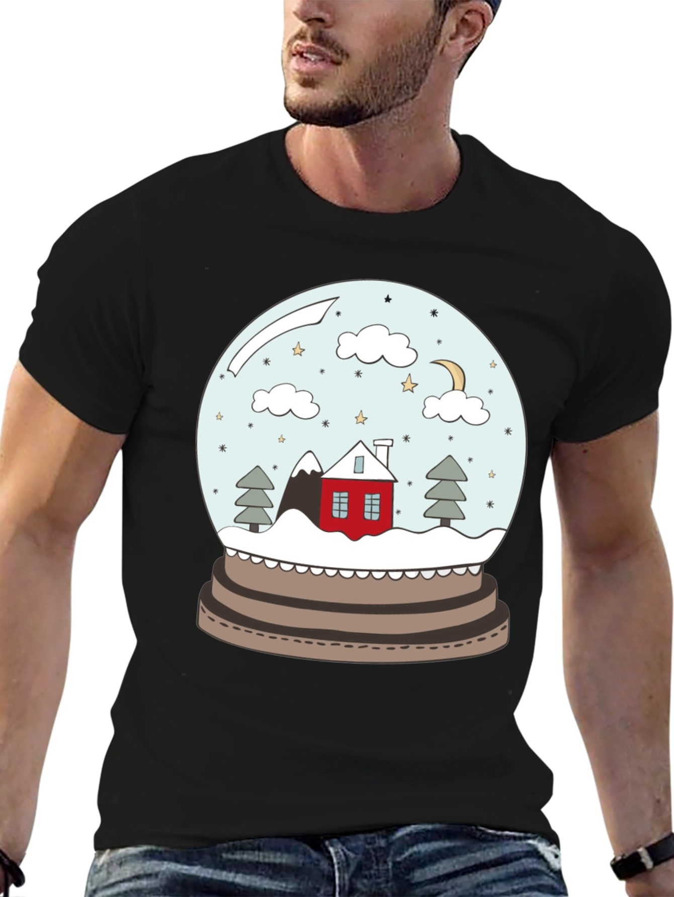 Snow Globe Graphic Tee - Festive Winter Design