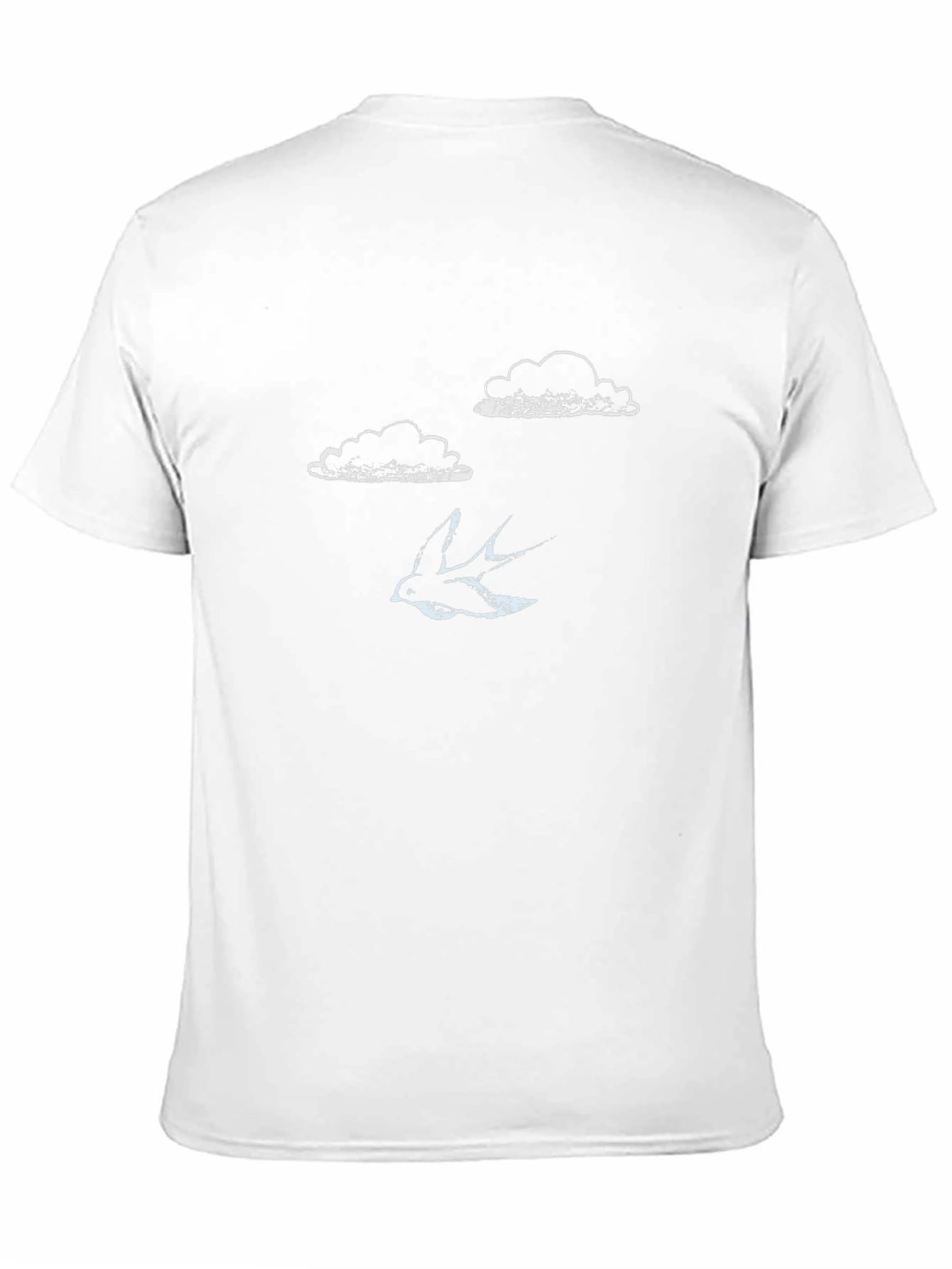 Mens Black T-Shirt - Clouds & Bird Design