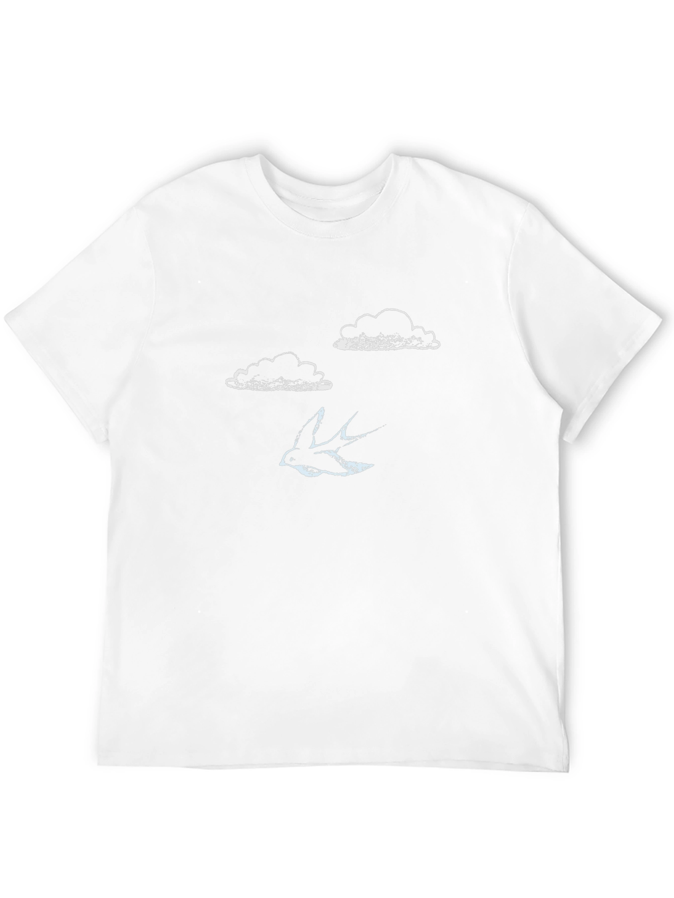 Mens Black T-Shirt - Clouds & Bird Design