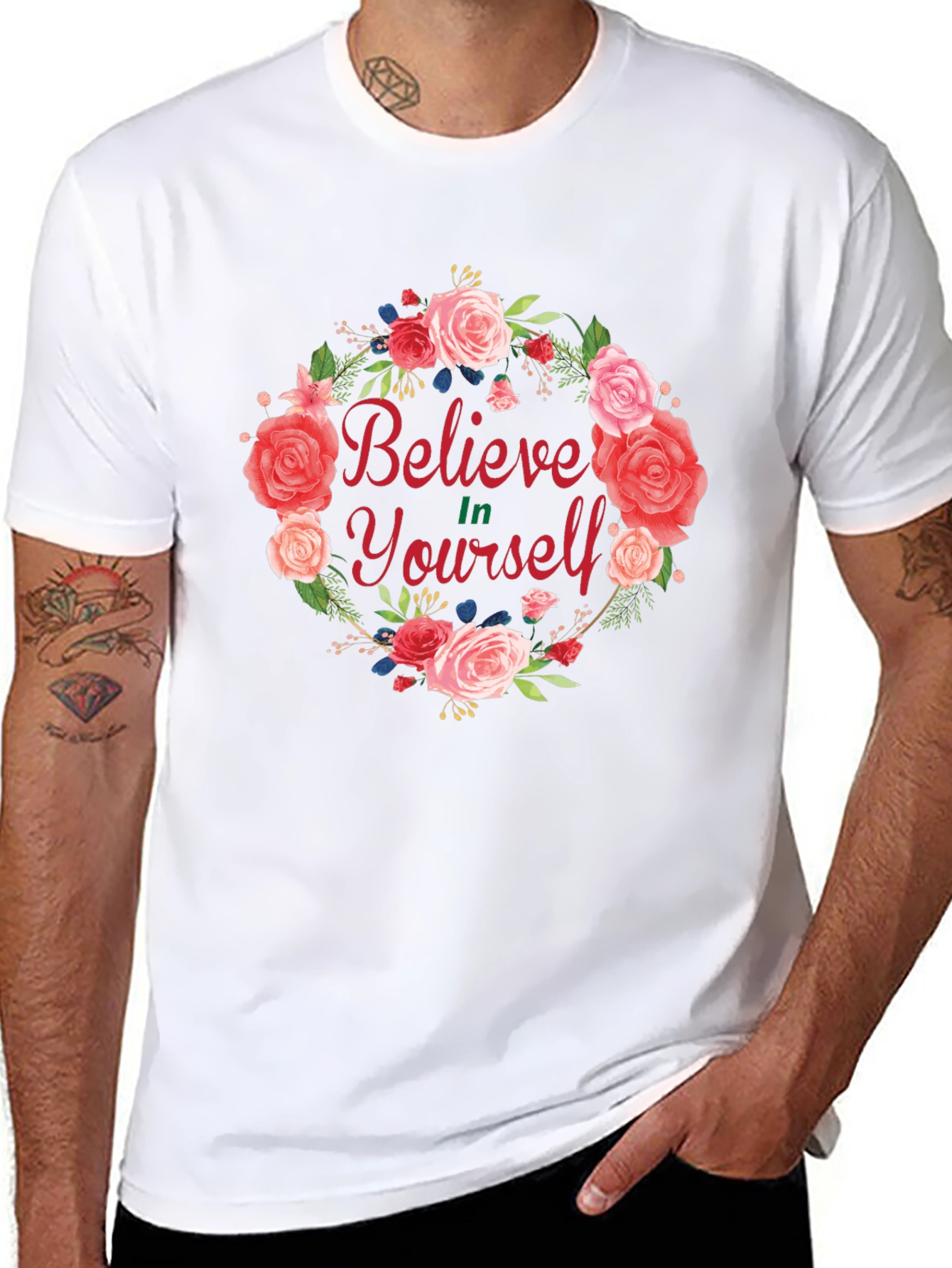 Believe In Yourself Floral Wreath T-Shirt