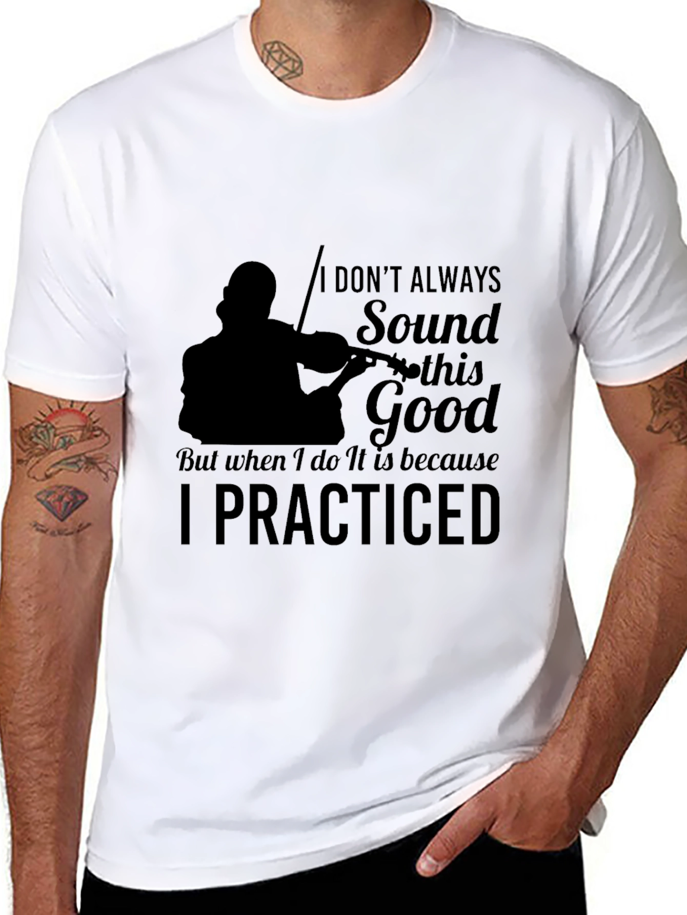 Violin Practice Black T-Shirt - Musician Tee