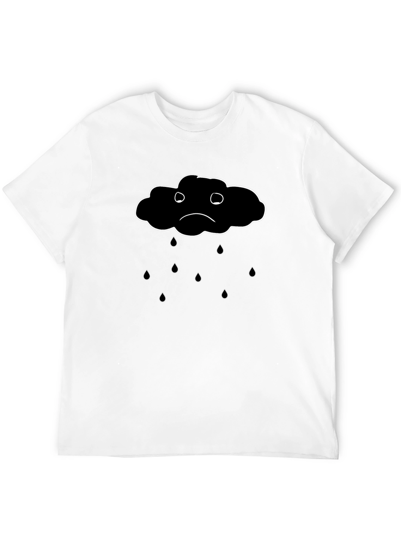 Sad Cloud Graphic Black T-Shirt