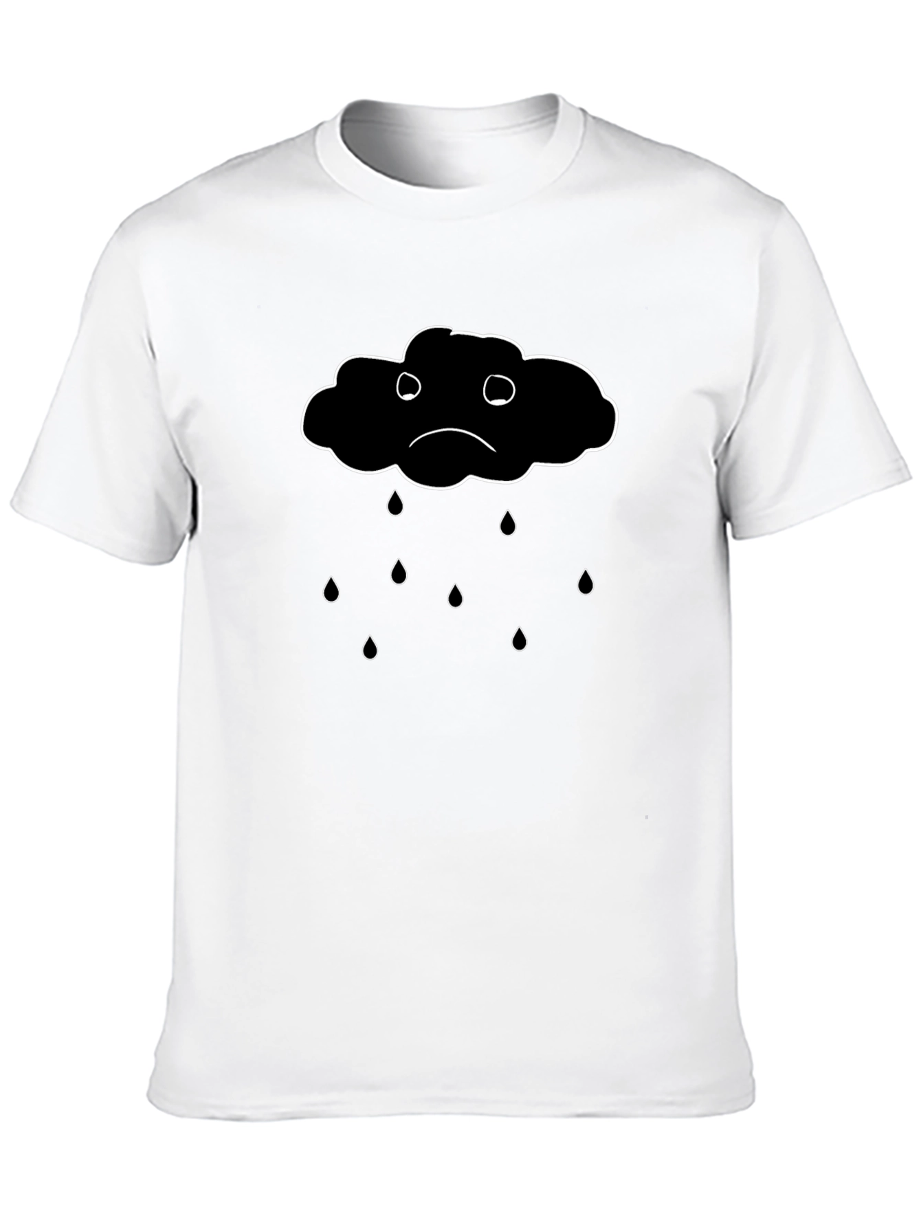 Sad Cloud Graphic Black T-Shirt