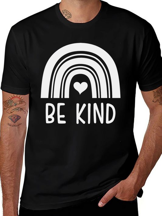 Be Kind Rainbow Heart Graphic Tee - Soft Cotton Blend