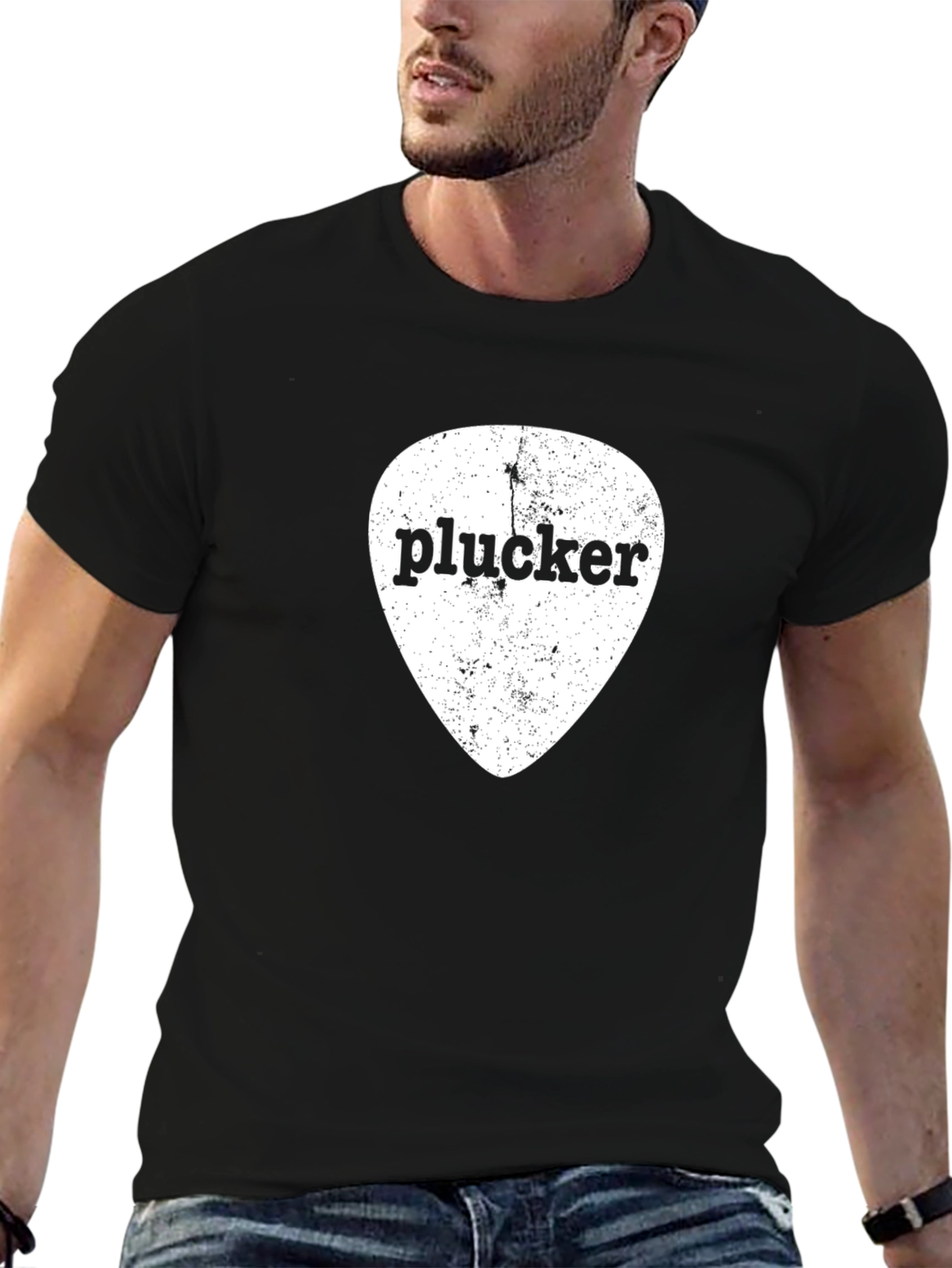 Plucker Guitar Pick Graphic Tee - Black Cotton T-Shirt