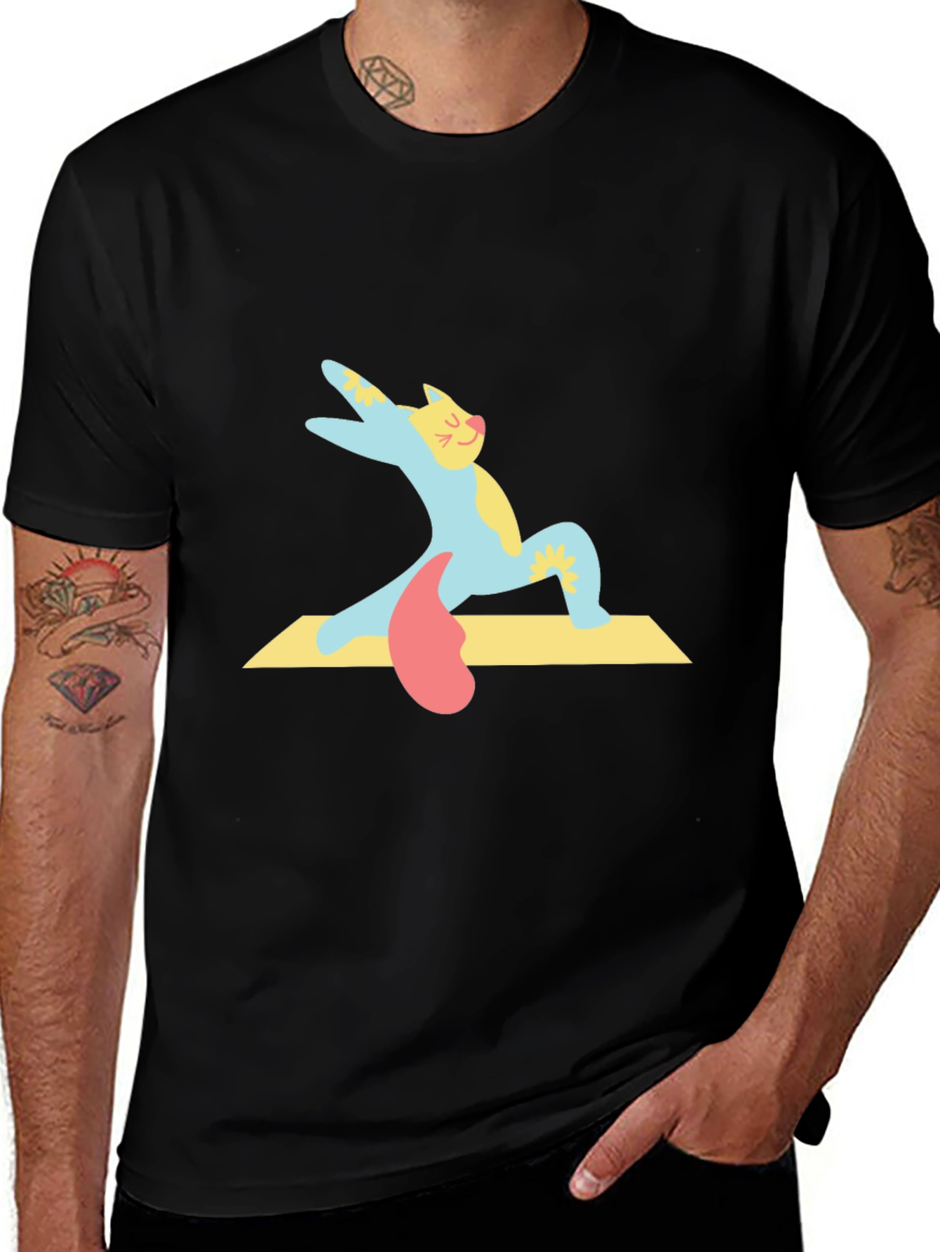 Yoga Cat T-Shirt - Cute Cartoon Kitten Tee