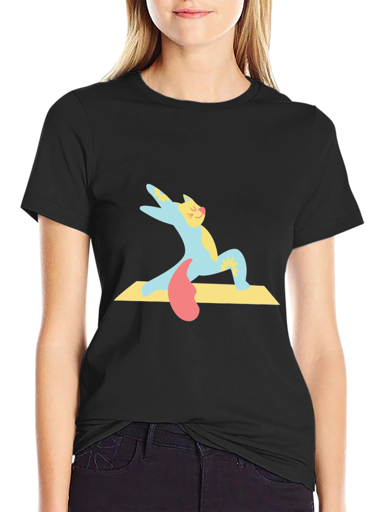 Yoga Cat T-Shirt - Cute Cartoon Kitten Tee