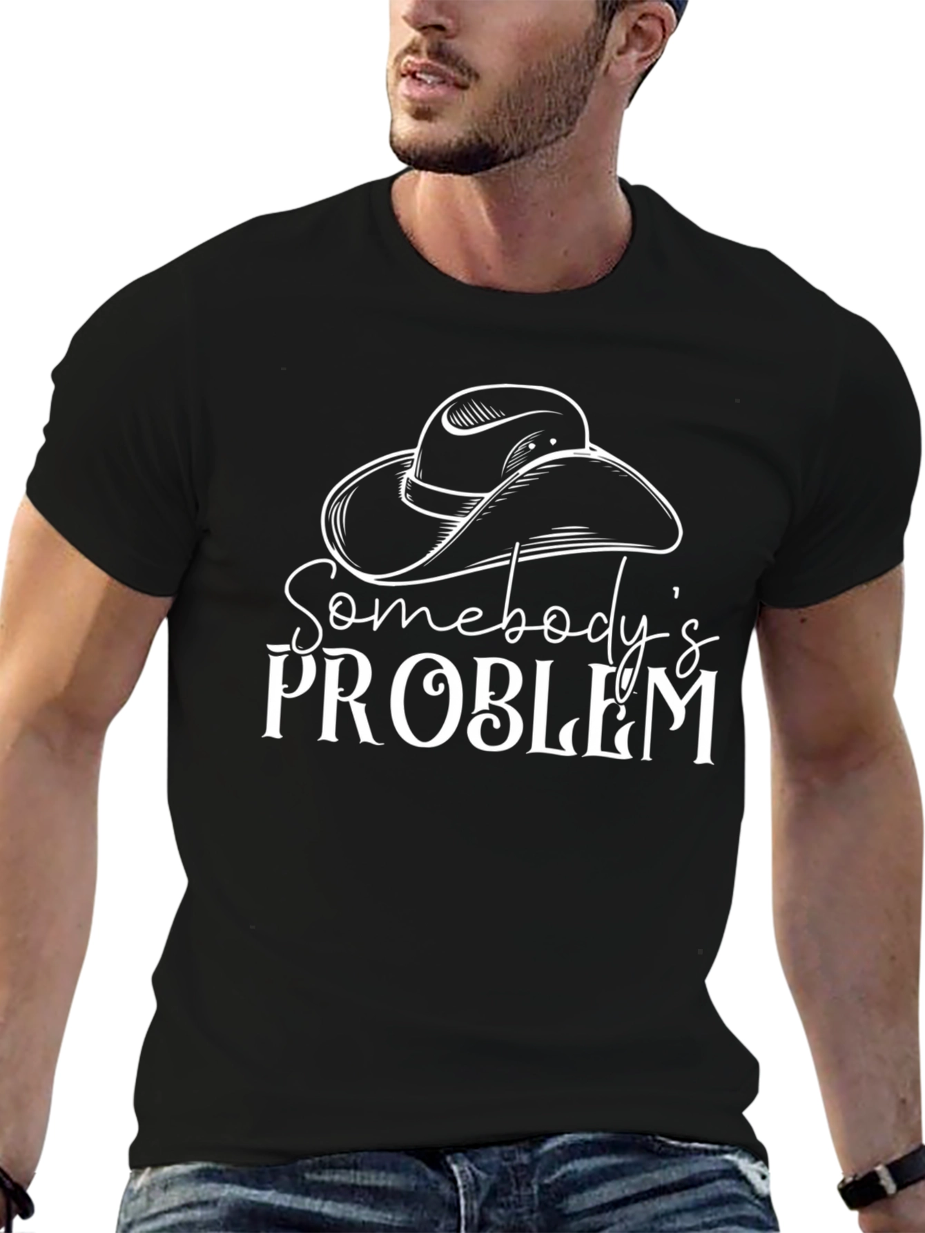 Somebodys Problem Graphic Tee - Black Cotton T-Shirt