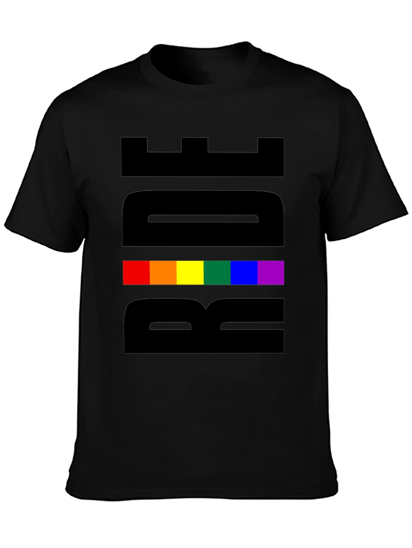 Pride Rainbow Graphic Tee - Black Cotton Blend