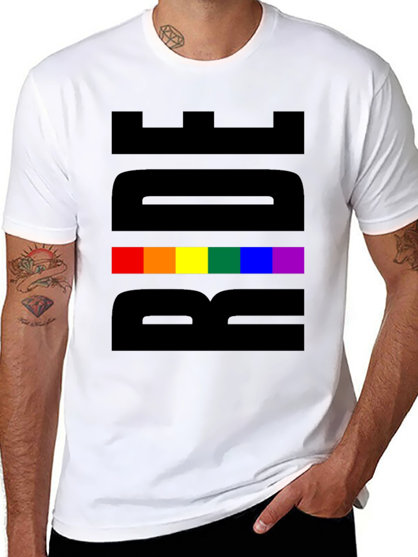 Pride Rainbow Graphic Tee - Black Cotton Blend