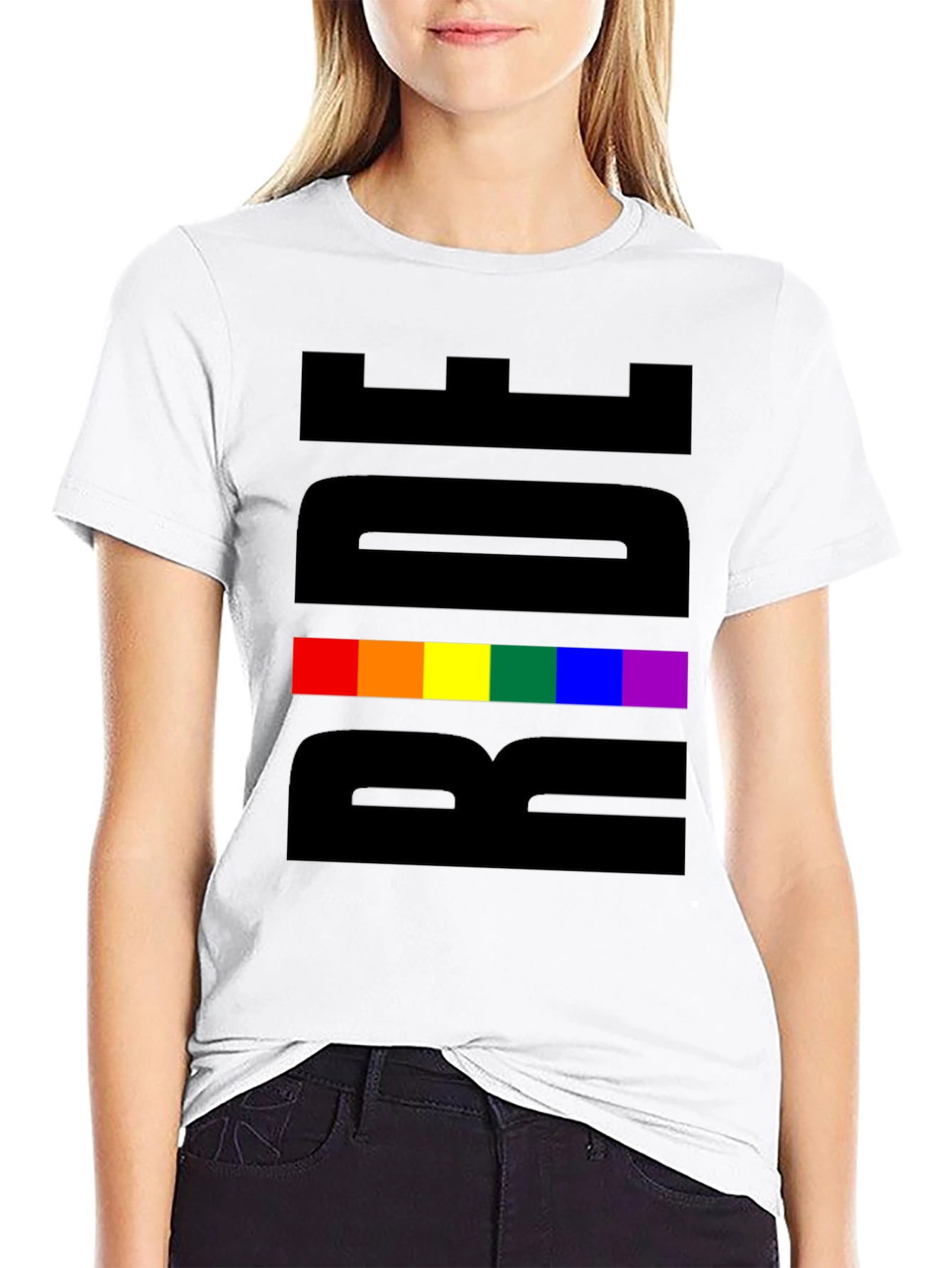Pride Rainbow Graphic Tee - Black Cotton Blend
