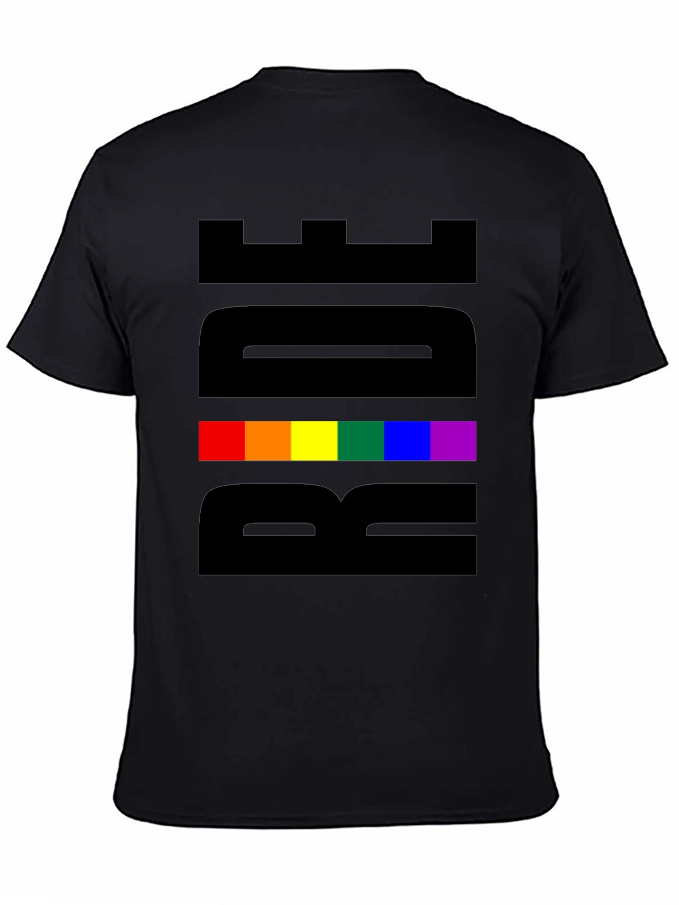 Pride Rainbow Graphic Tee - Black Cotton Blend
