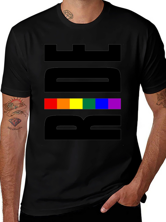 Pride Rainbow Graphic Tee - Black Cotton Blend