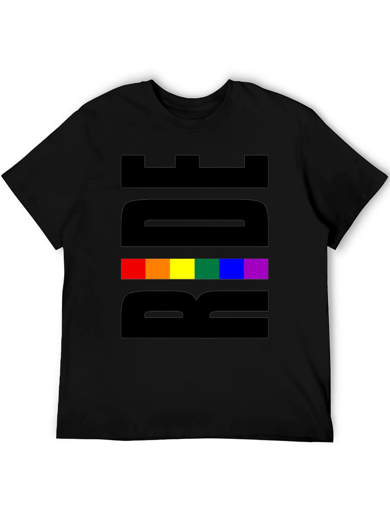 Pride Rainbow Graphic Tee - Black Cotton Blend