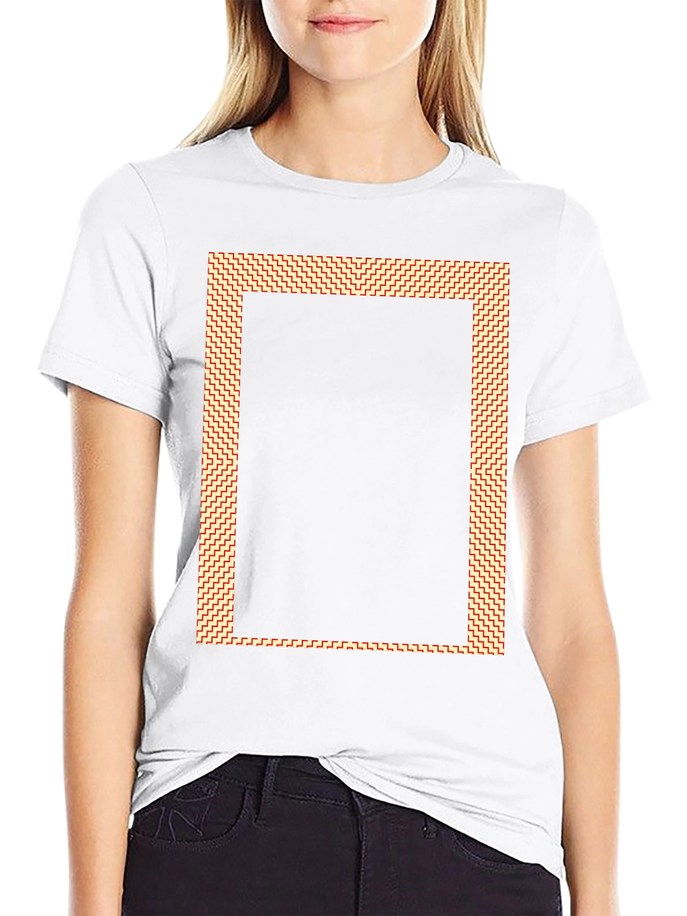 Black Graphic Tee with Rectangle Design