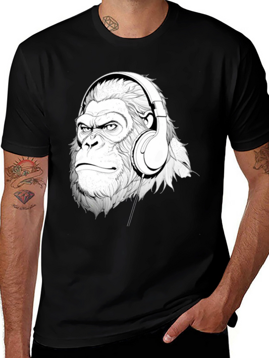 Cool Gorilla Headphones Graphic T-Shirt