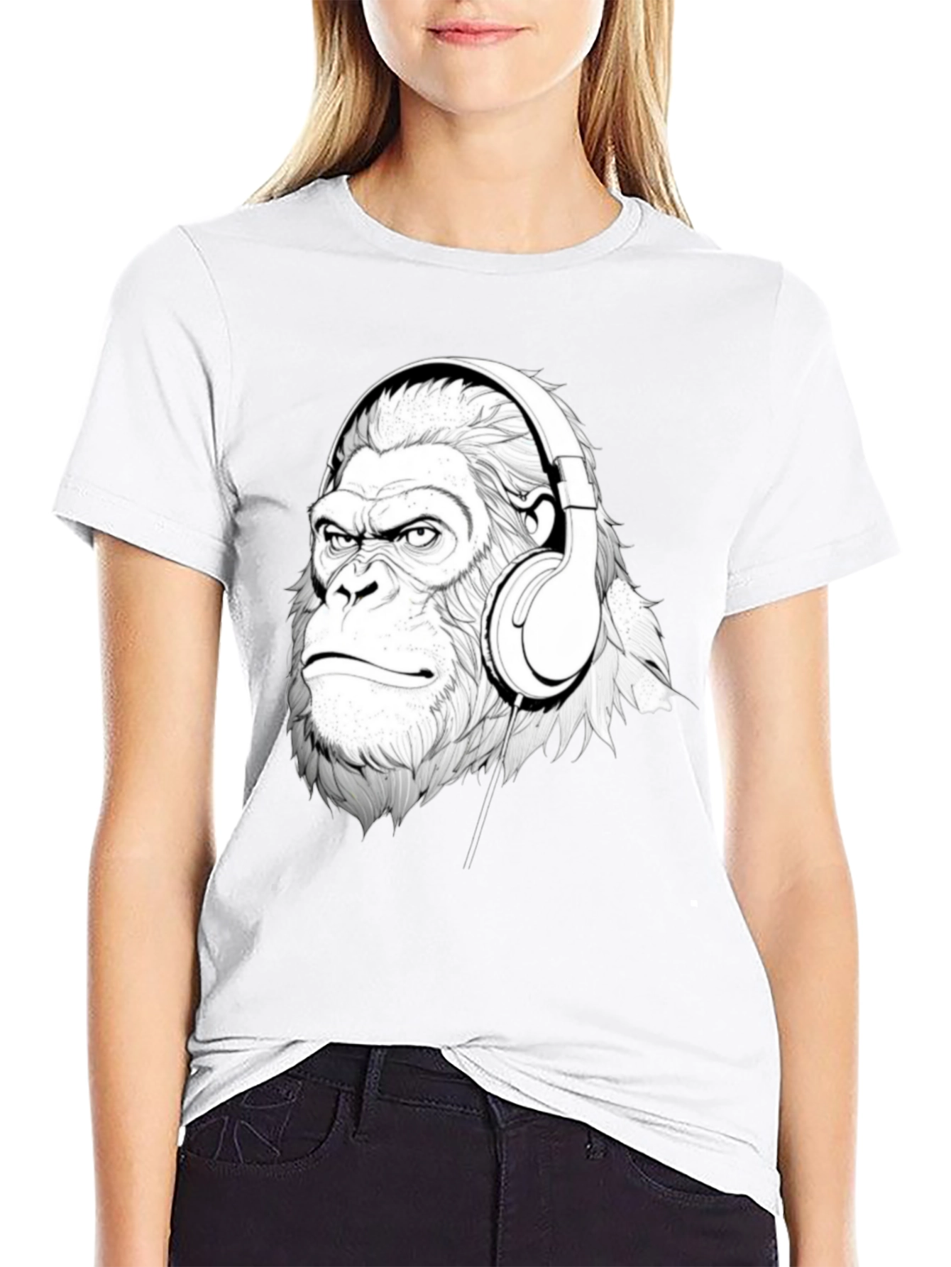 Cool Gorilla Headphones Graphic T-Shirt
