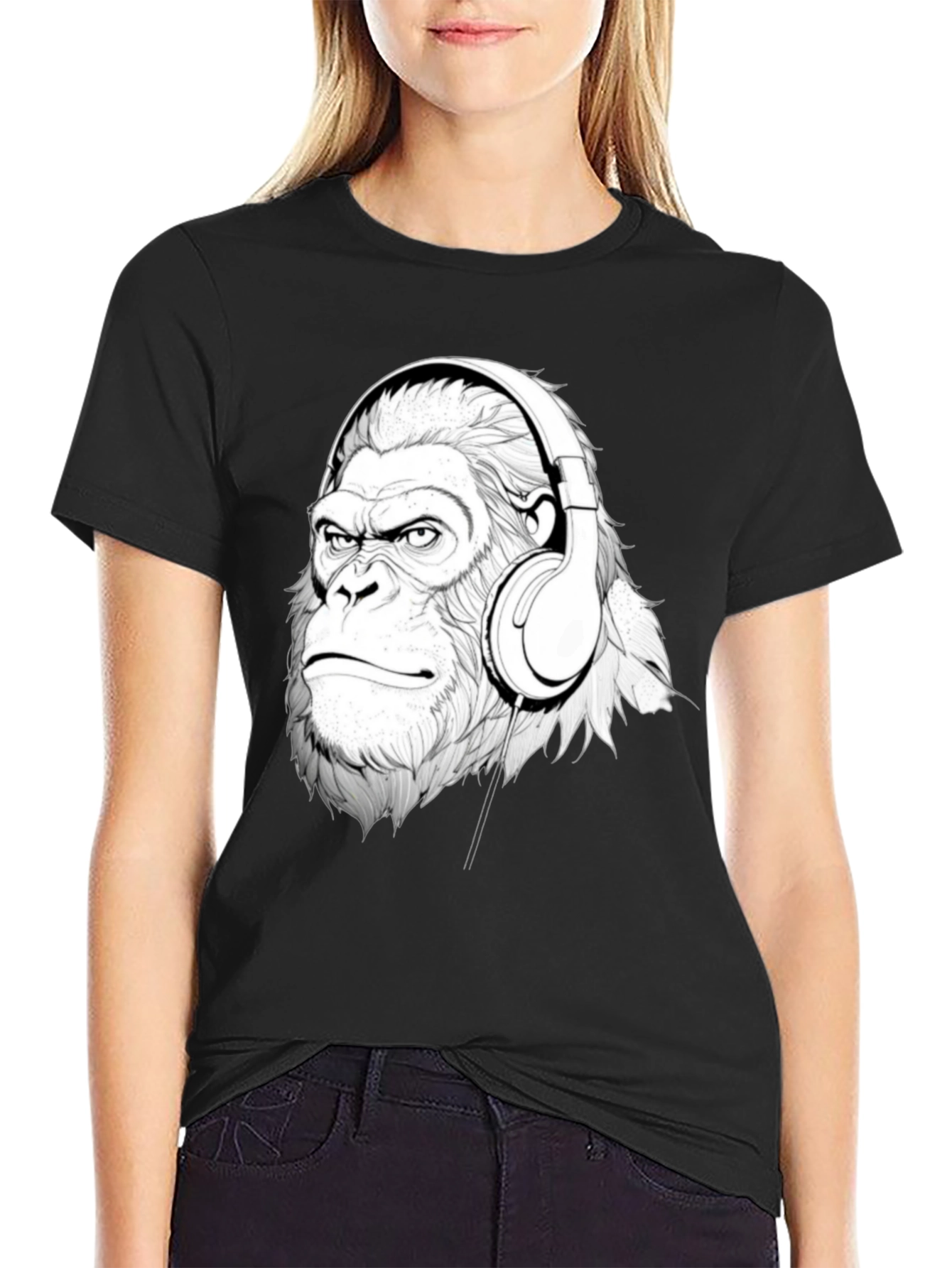 Cool Gorilla Headphones Graphic T-Shirt