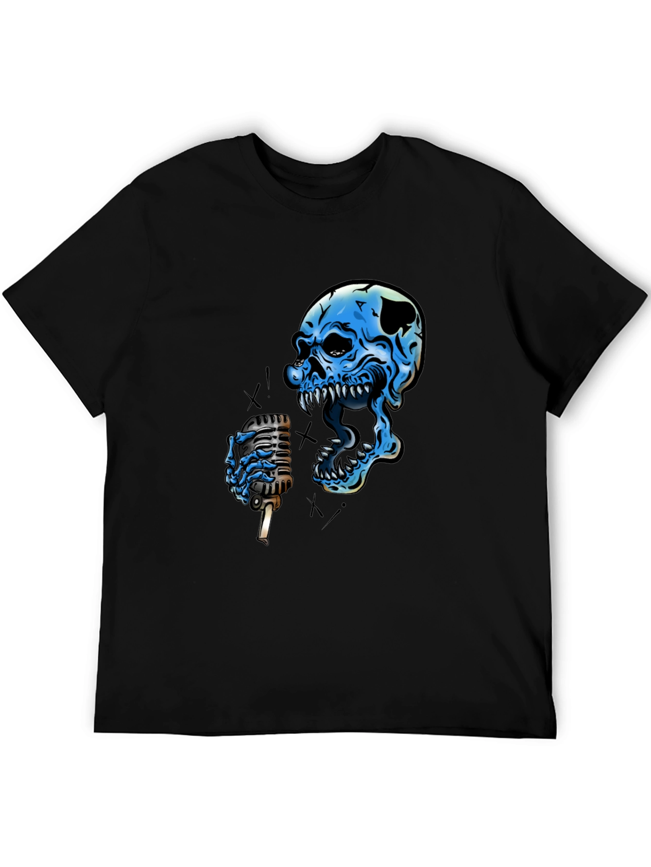 Skull Singer Graphic Black T-Shirt