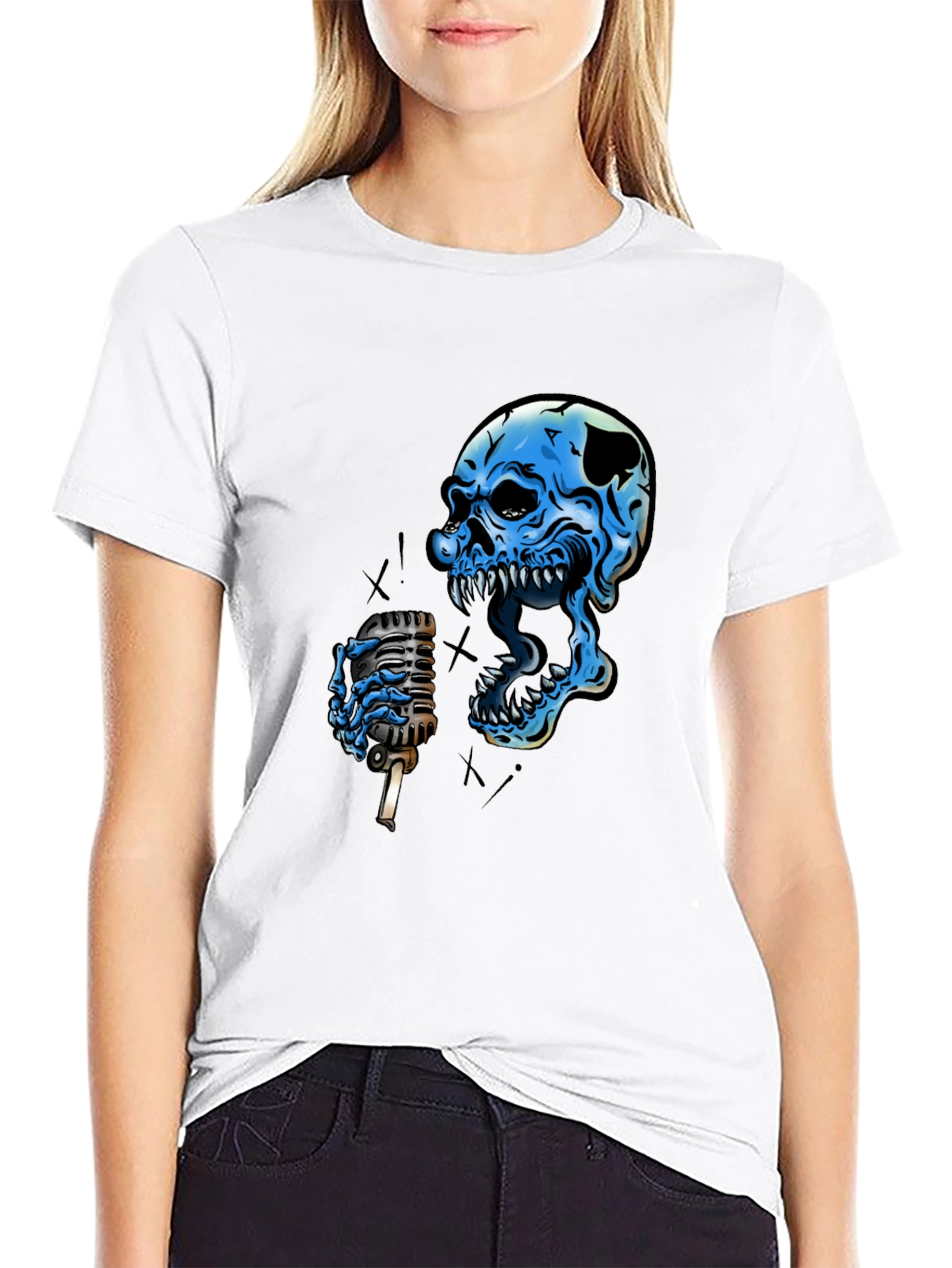 Skull Singer Graphic Black T-Shirt