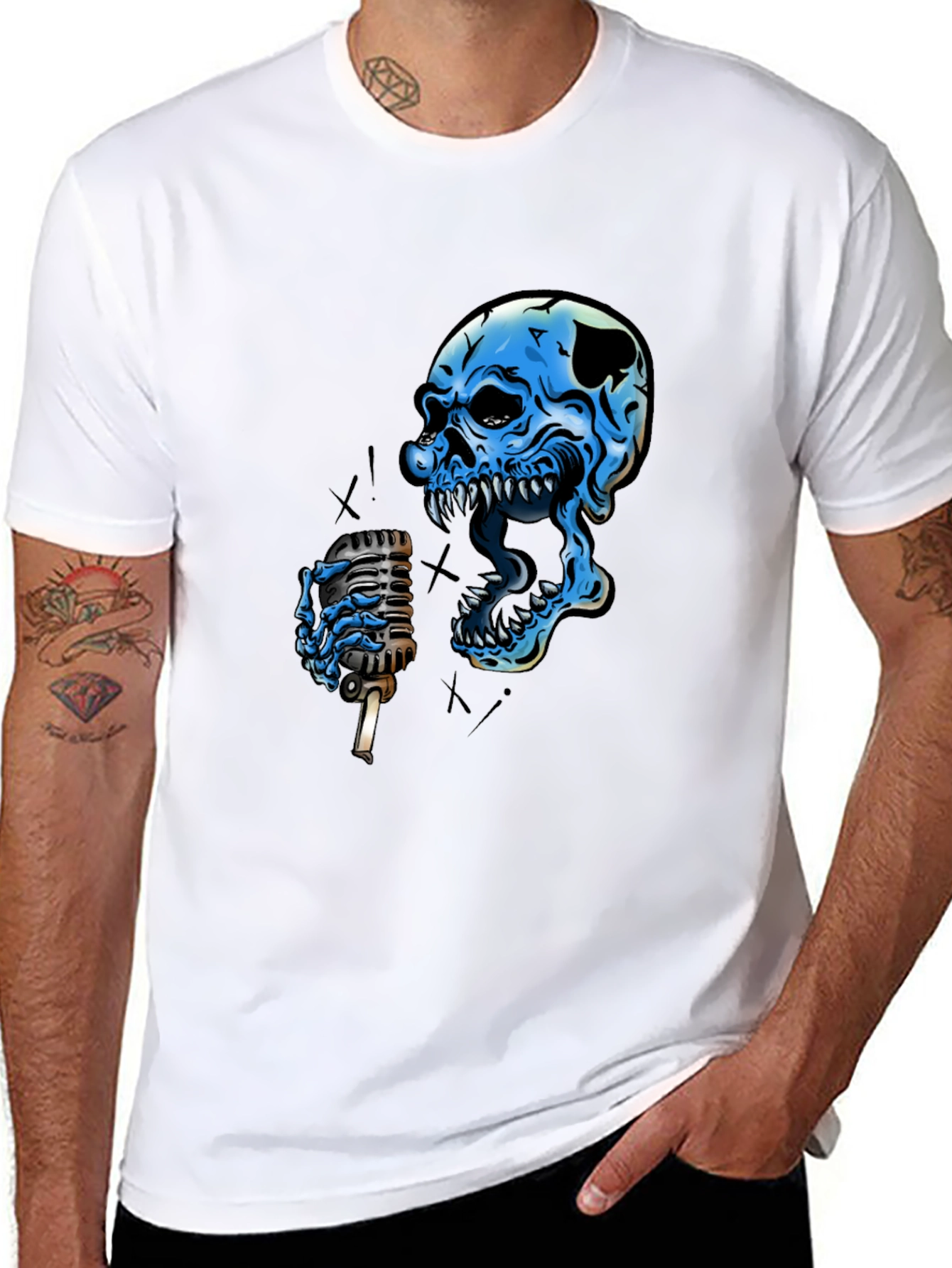 Skull Singer Graphic Black T-Shirt