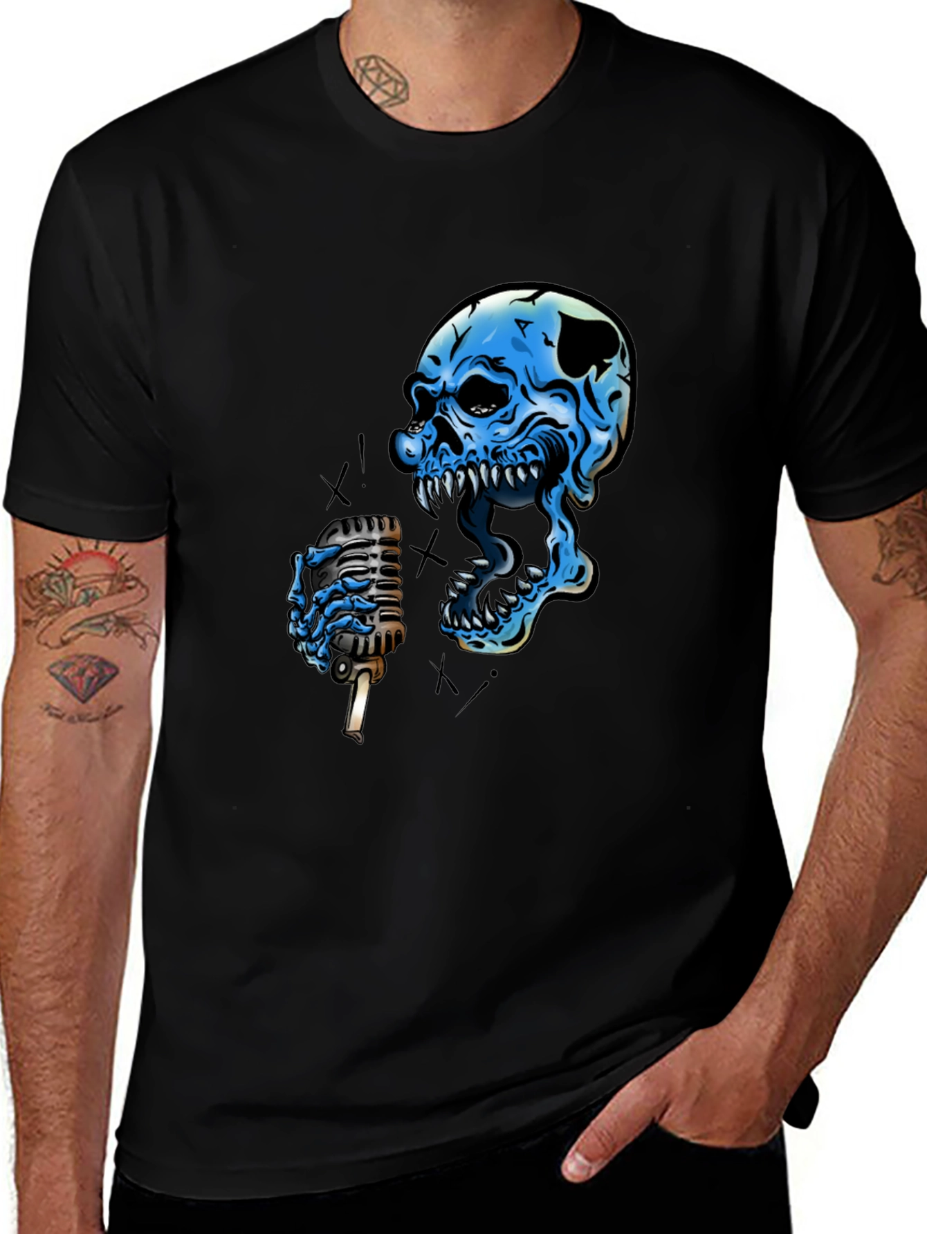 Skull Singer Graphic Black T-Shirt