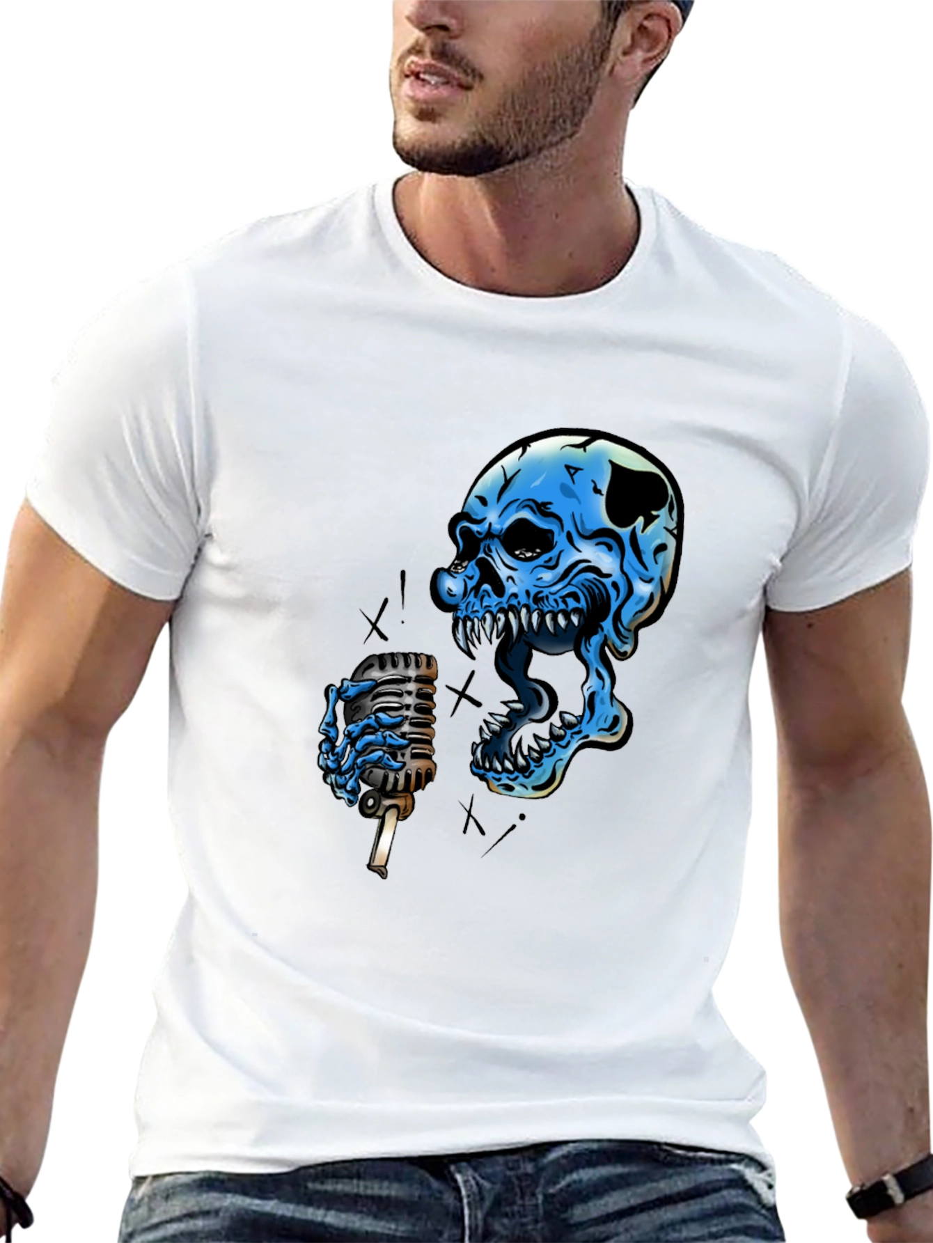 Skull Singer Graphic Black T-Shirt
