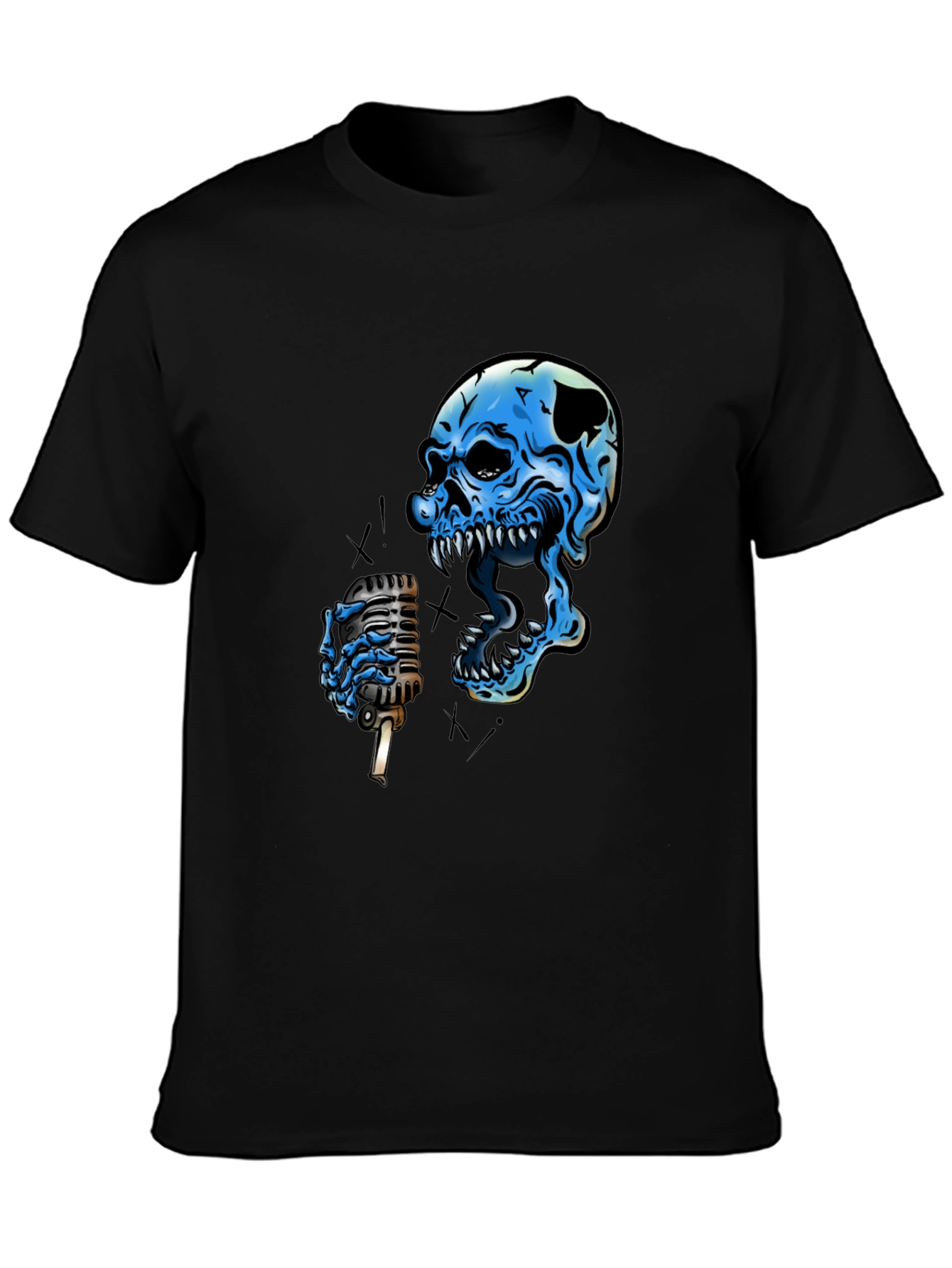 Skull Singer Graphic Black T-Shirt
