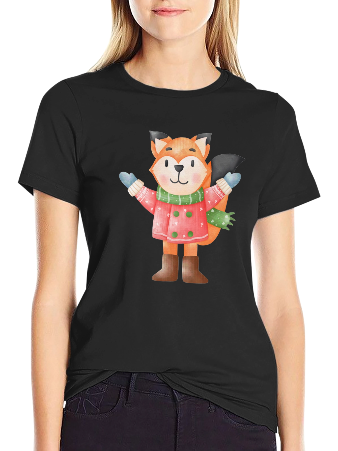 Fox Winter Cartoon T-Shirt