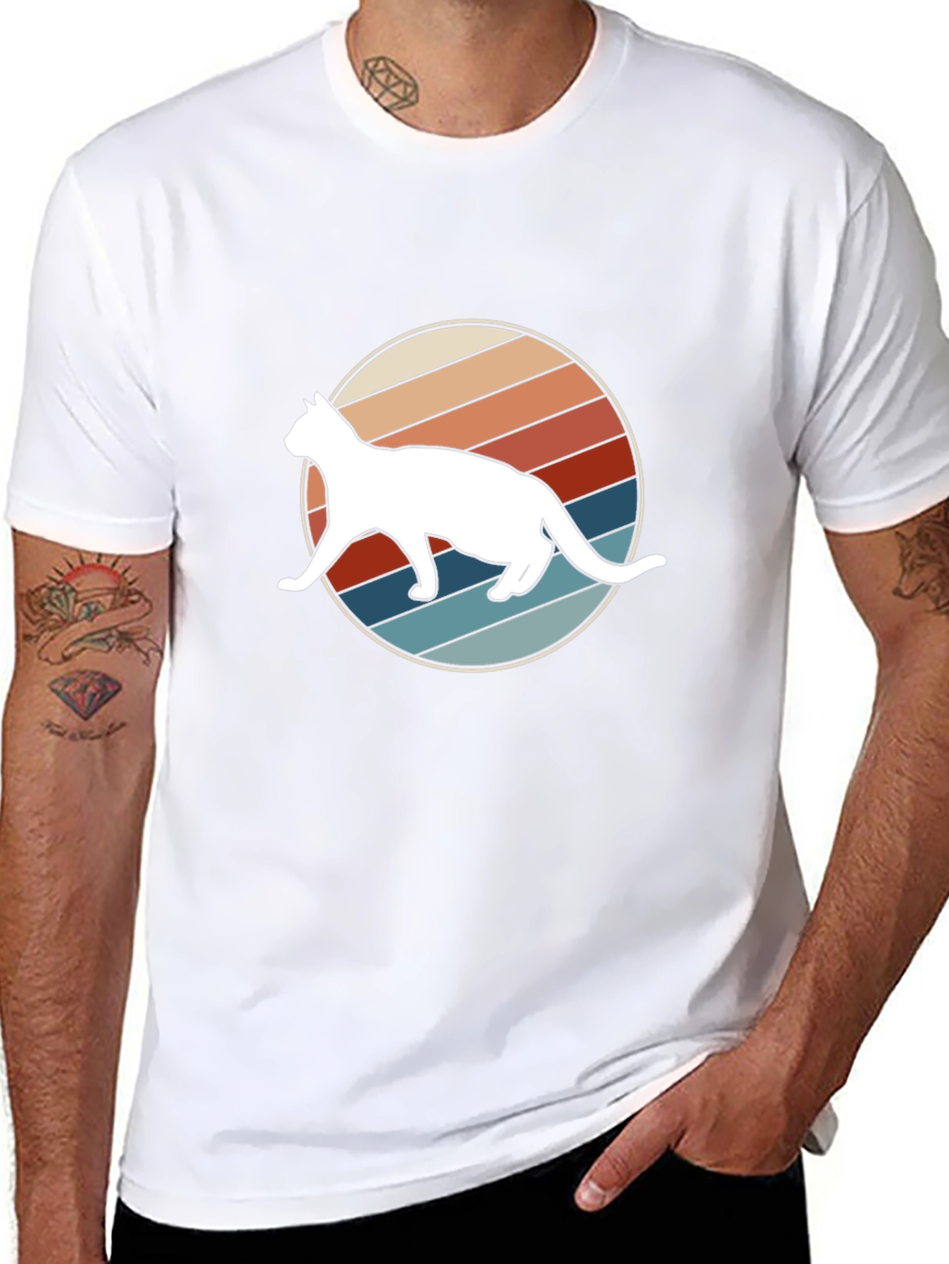 Retro Cat Graphic Tee - Cool Cat Lover Shirt