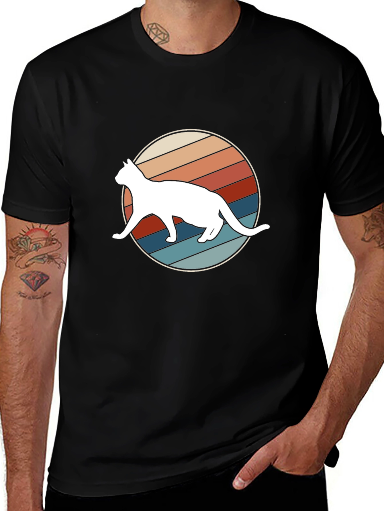 Retro Cat Graphic Tee - Cool Cat Lover Shirt