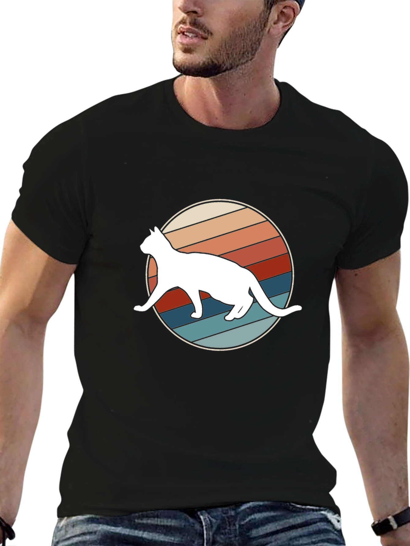 Retro Cat Graphic Tee - Cool Cat Lover Shirt