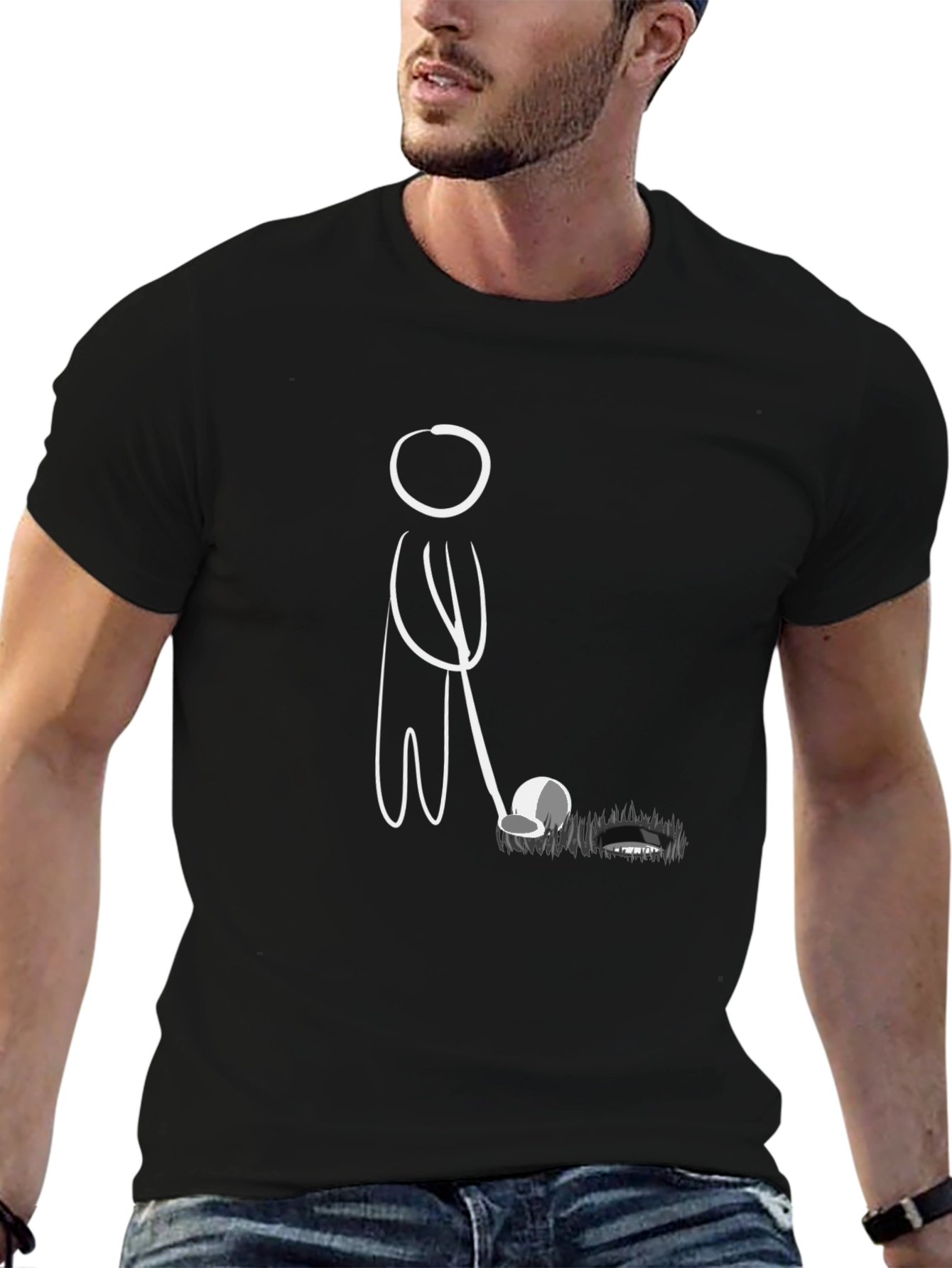 Golf Stick Figure Graphic Tee - Black