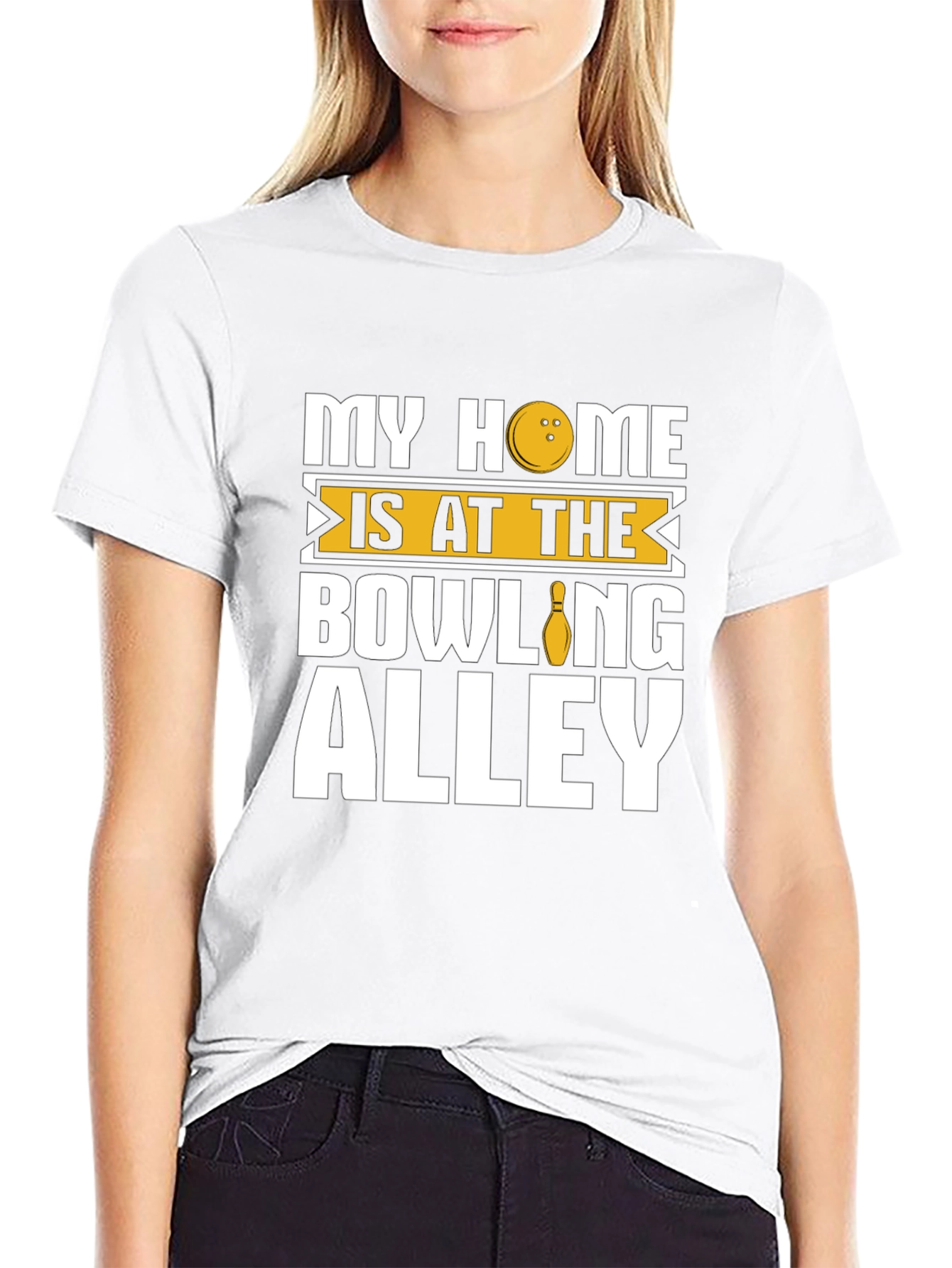 Bowling Alley Home Black Graphic T-Shirt