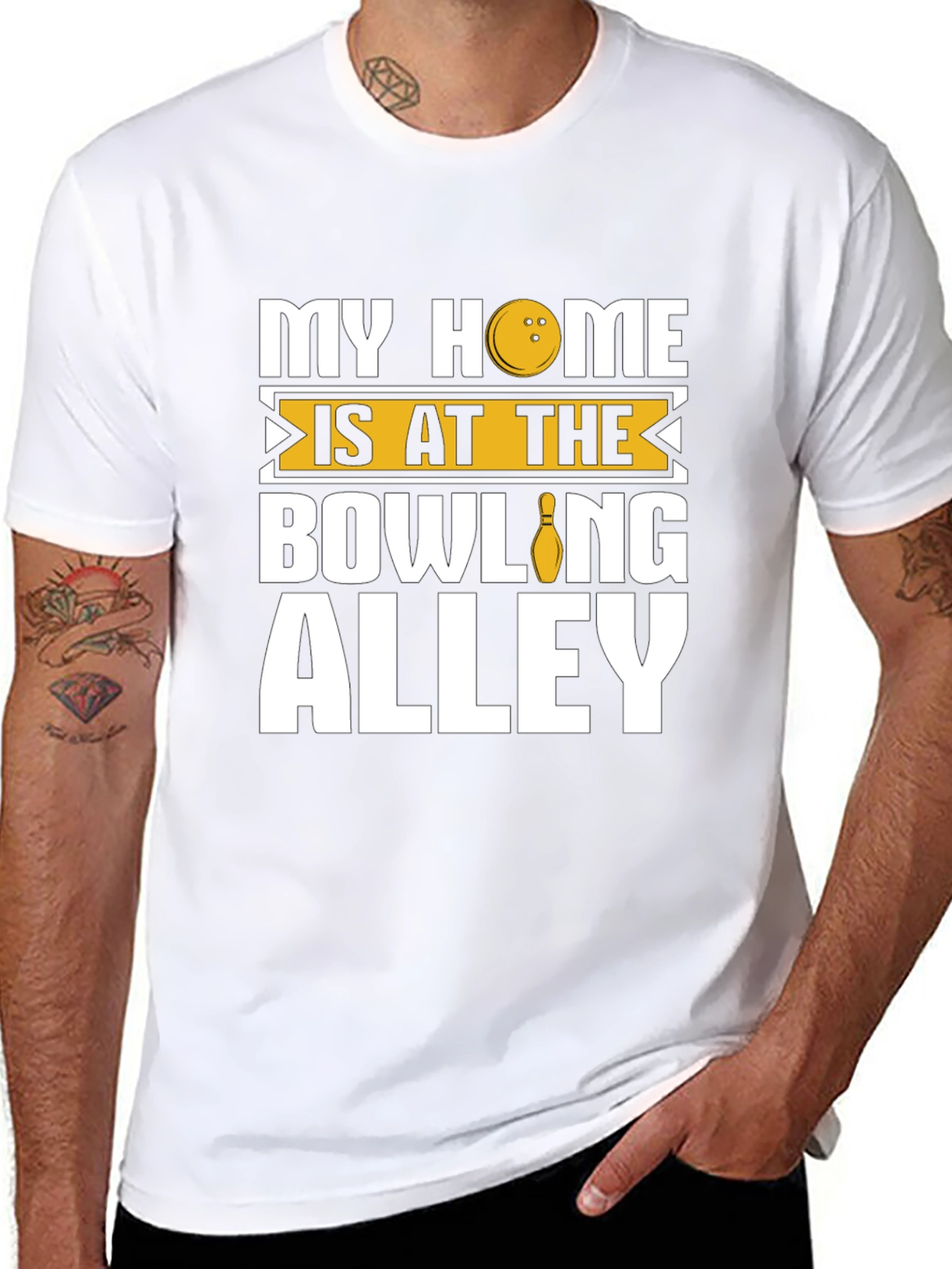 Bowling Alley Home Black Graphic T-Shirt