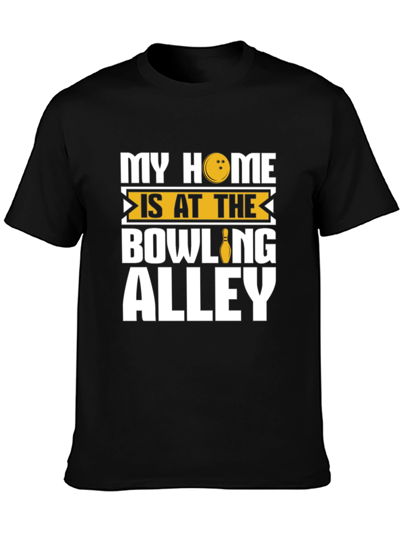 Bowling Alley Home Black Graphic T-Shirt