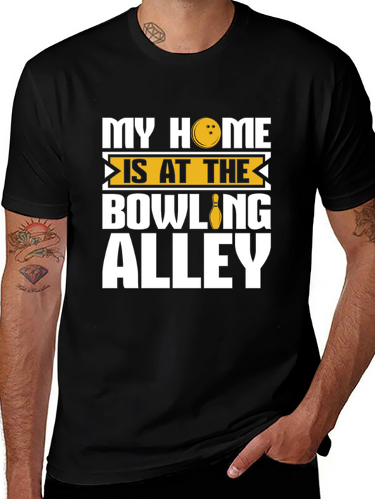 Bowling Alley Home Black Graphic T-Shirt